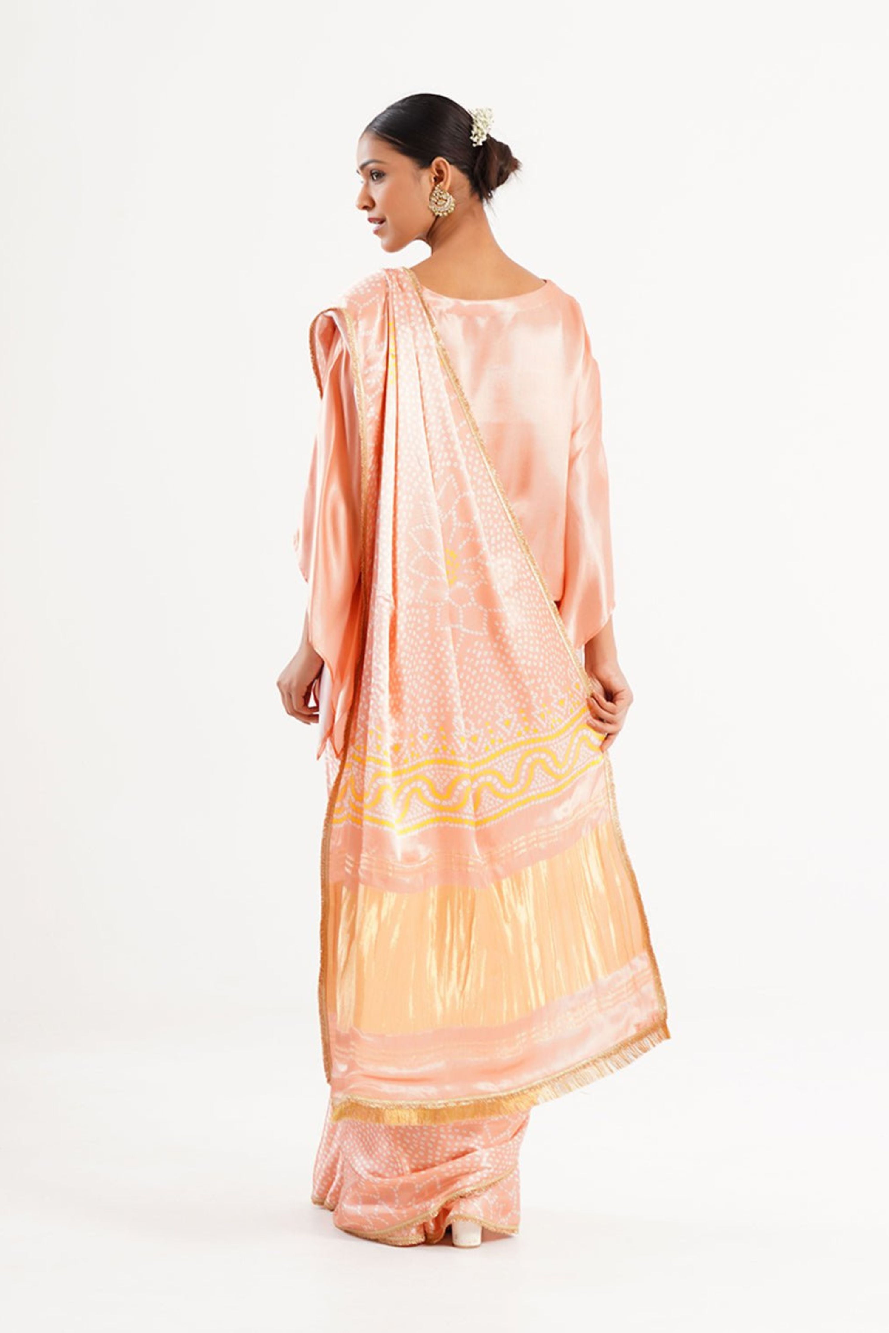 Saree Bandhej Mixology Blush Pink Gold