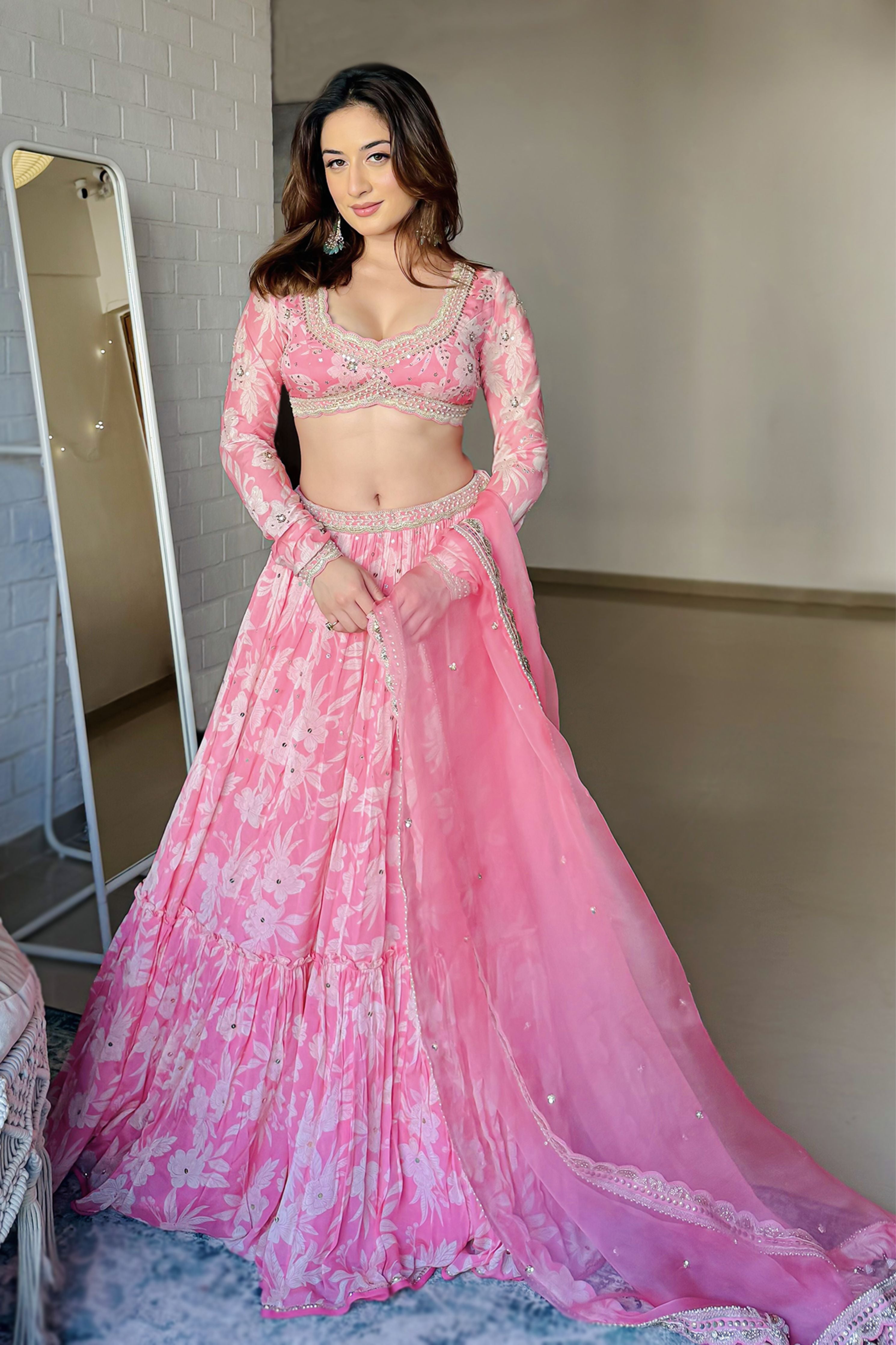Candy Pink Tiered Skirt Set