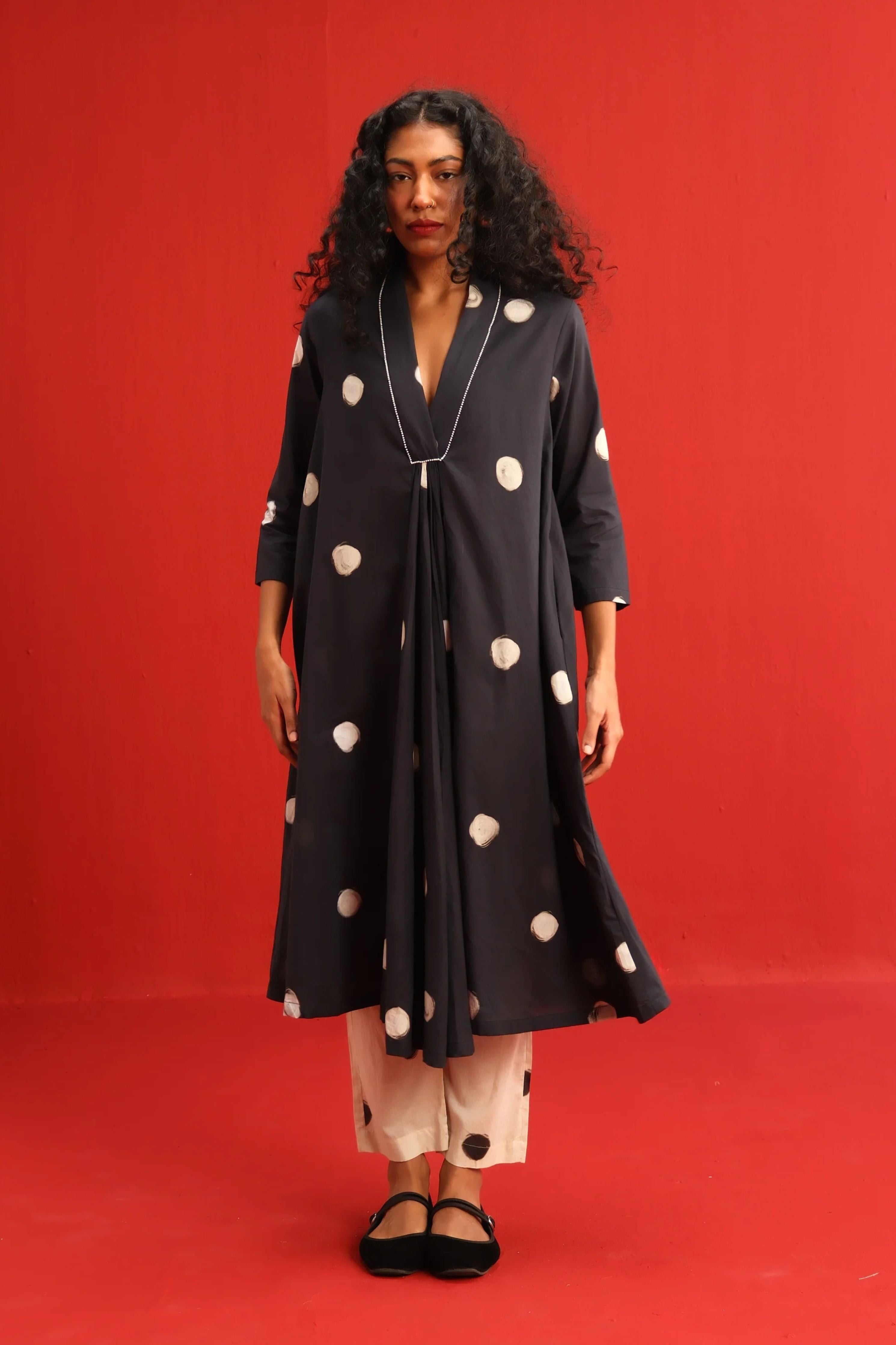 Polka A-line Kurta Set