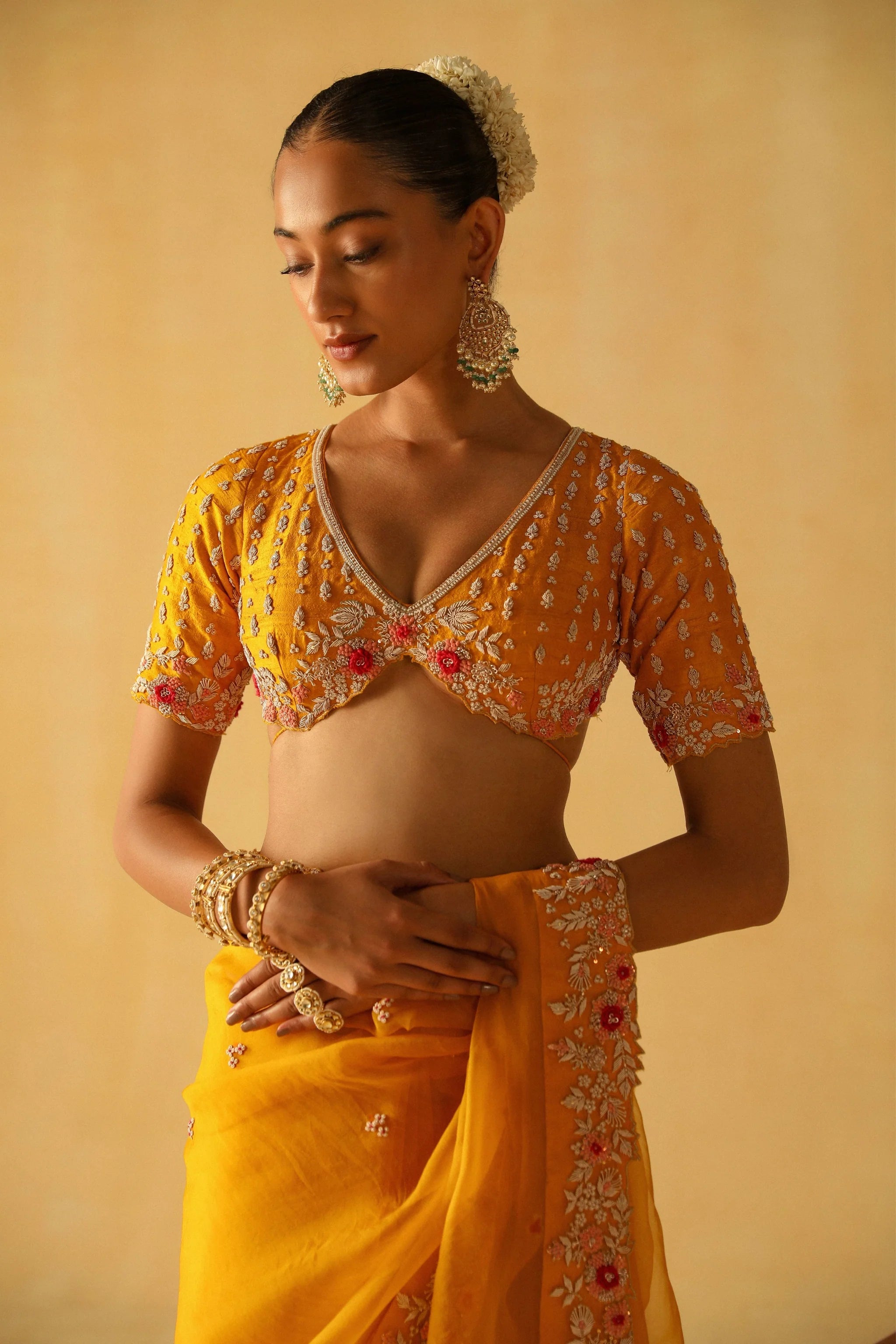 Afsa Mustard Saree Set
