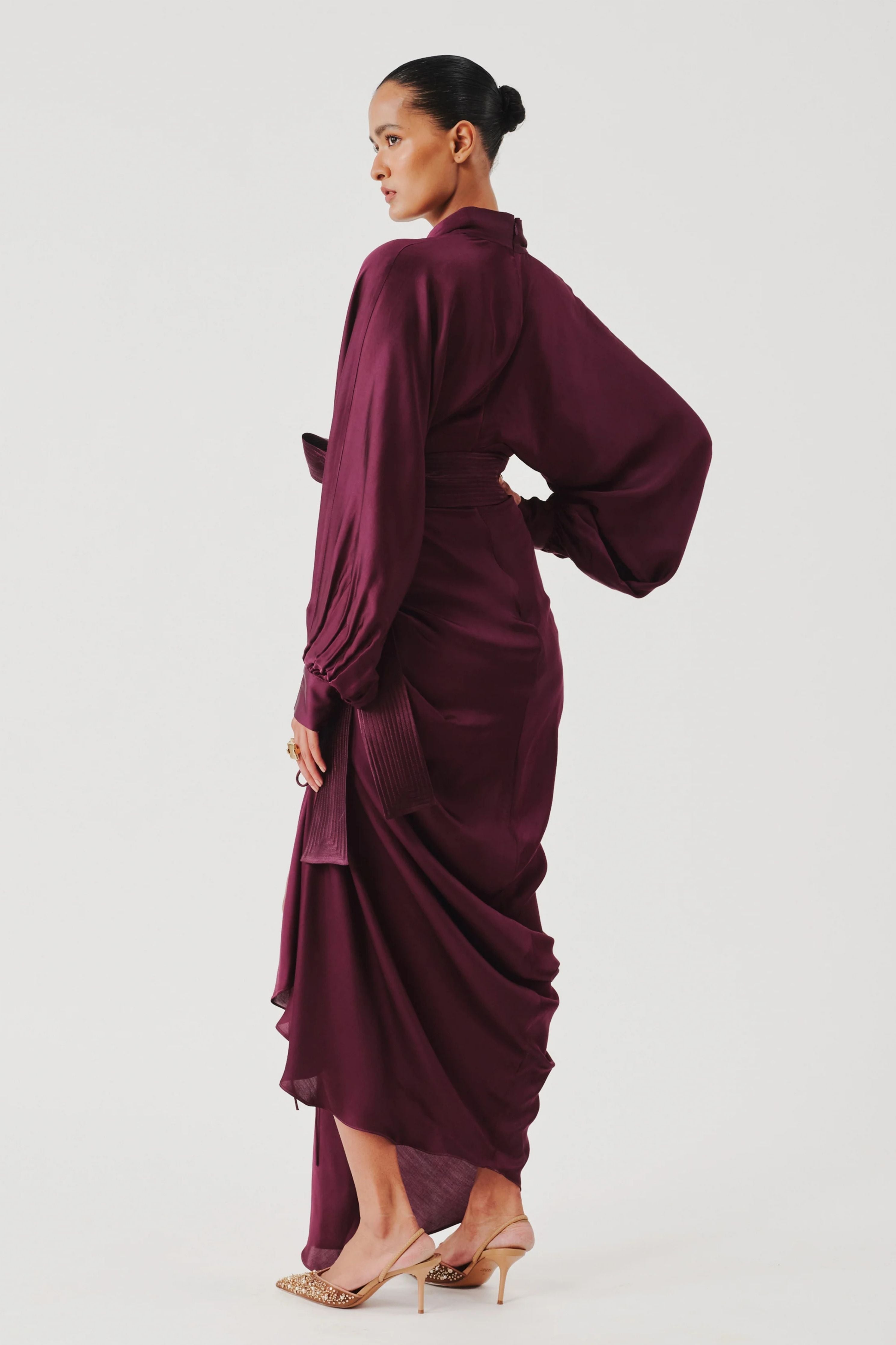 Burgundy Drape Dress