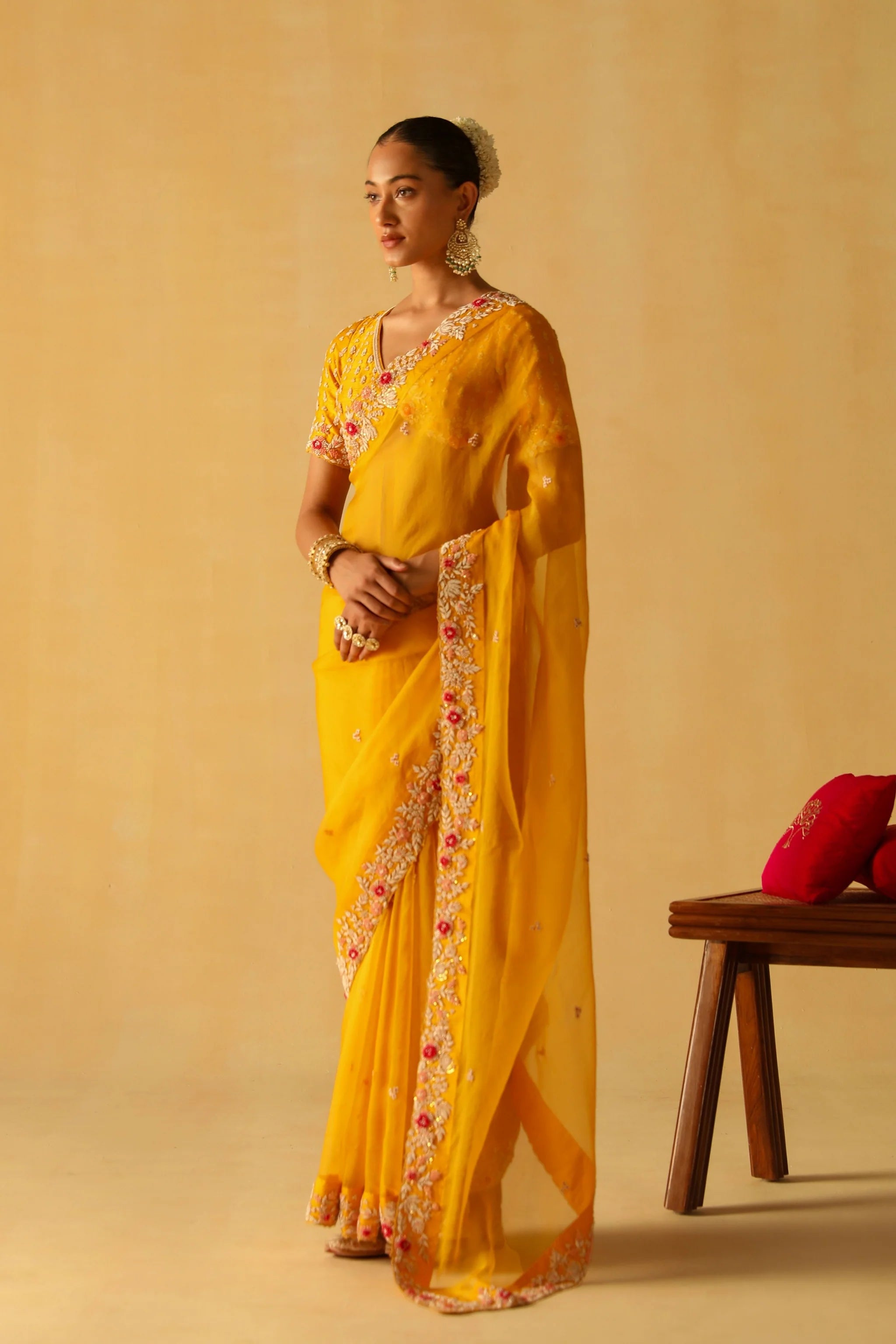 Afsa Mustard Saree Set