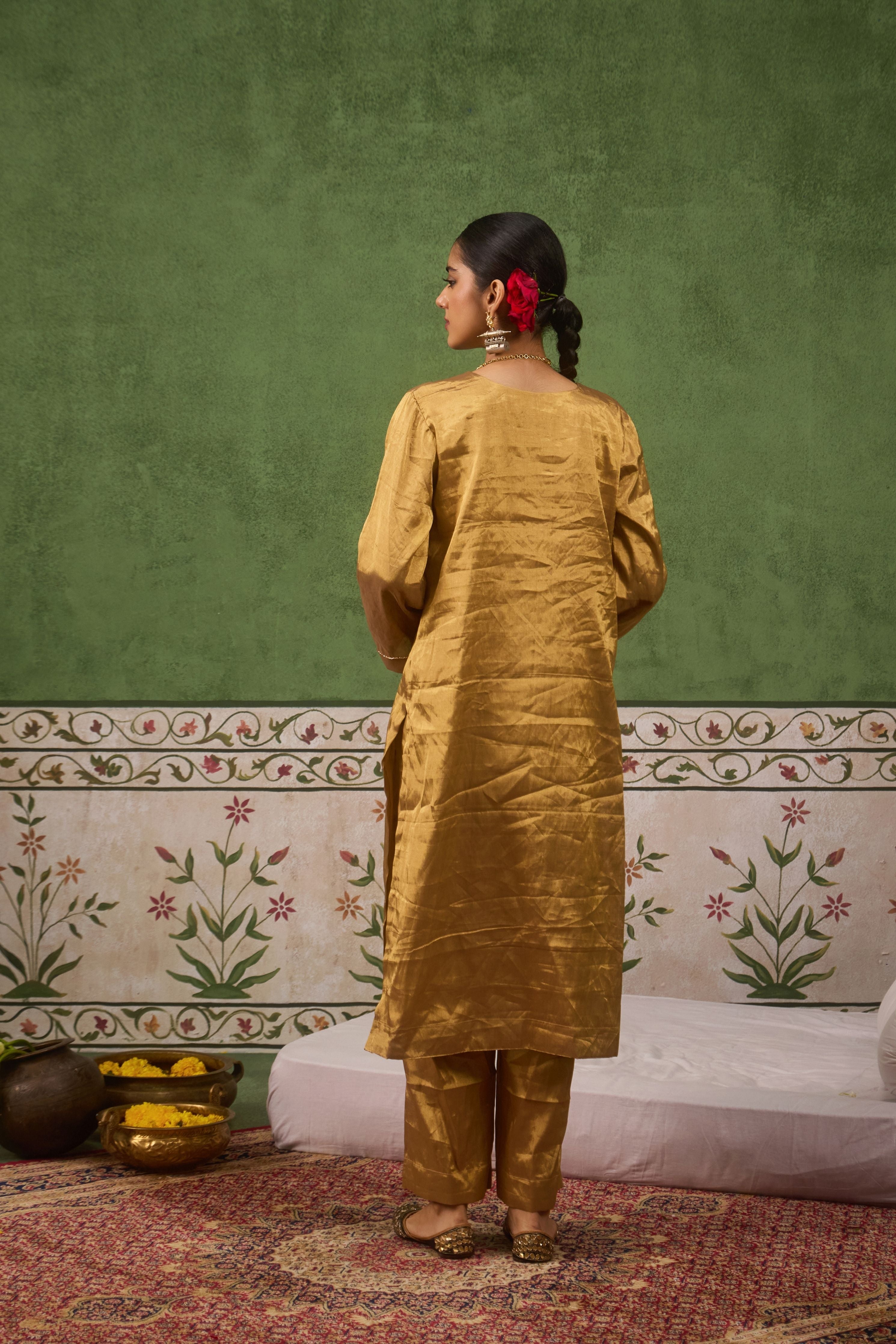 Inayat 2.0 Gold Tissue Kurta Set