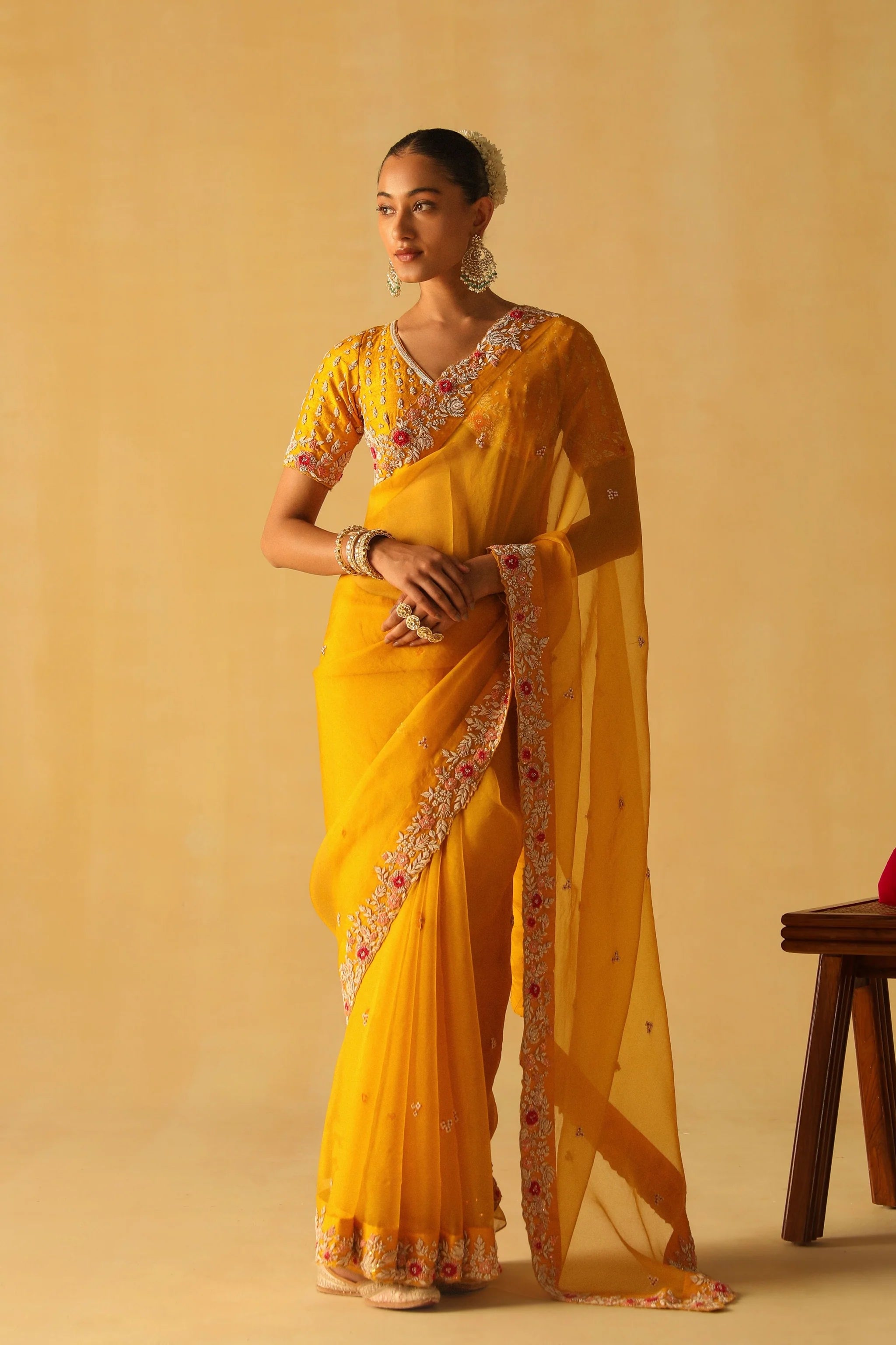 Afsa Mustard Saree Set