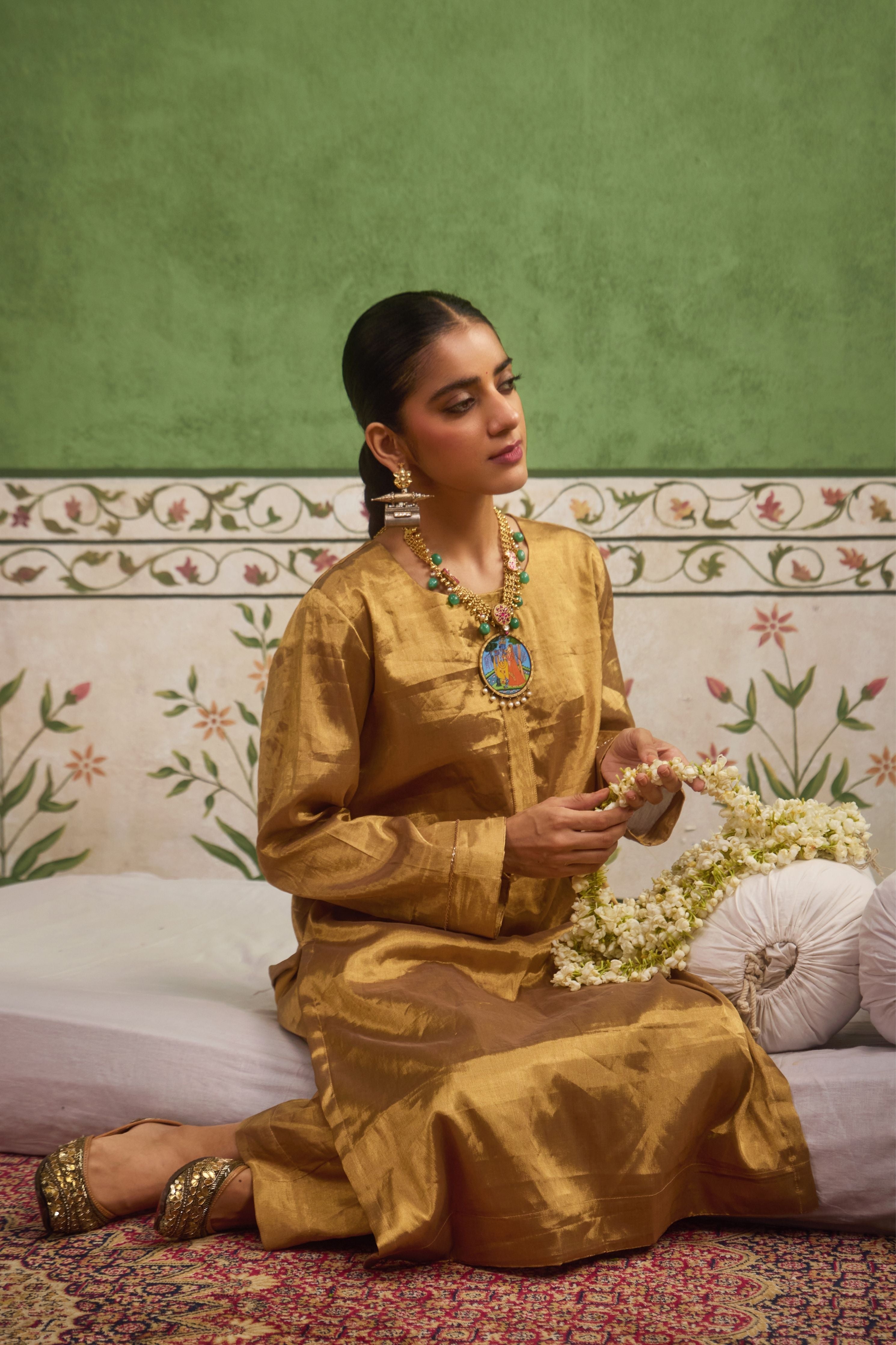 Inayat 2.0 Gold Tissue Kurta Set