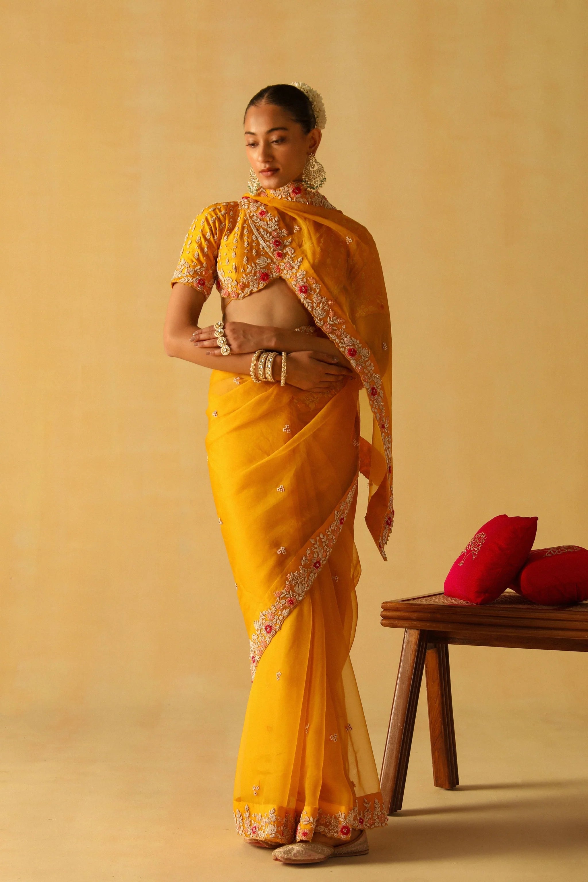 Afsa Mustard Saree Set