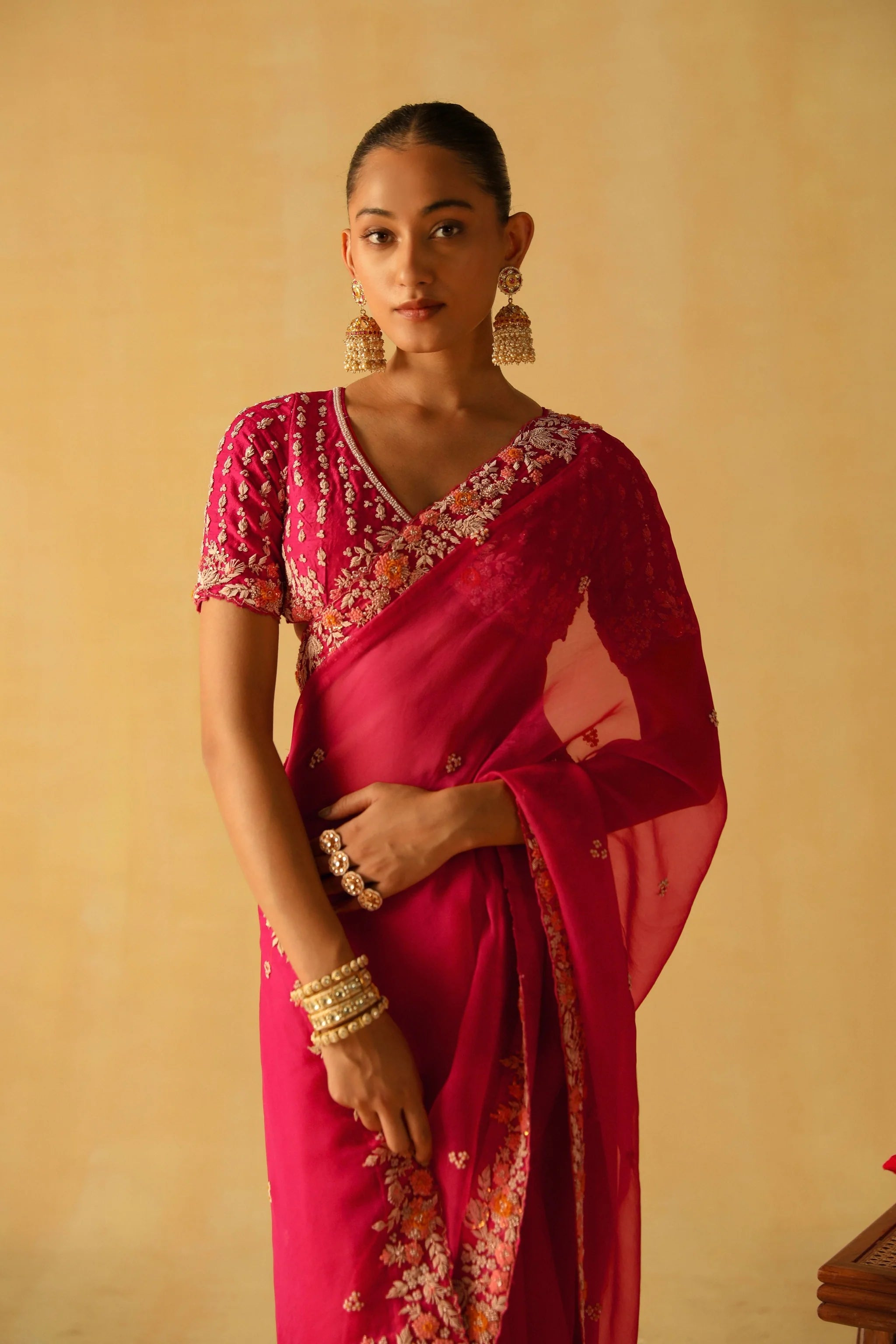 Afsa Hotpink Saree Set
