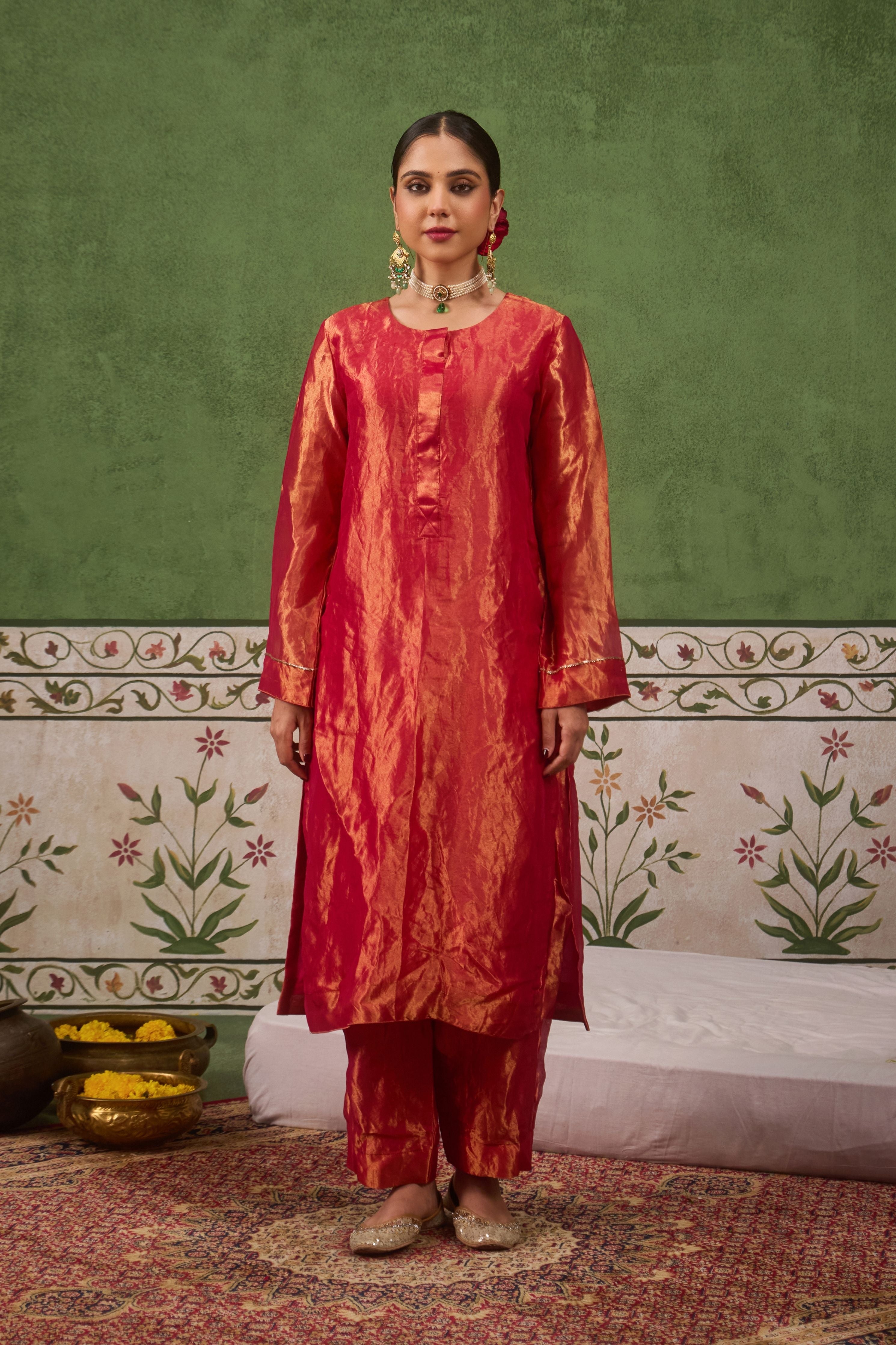 Inayat 2.0 Pink Tissue Kurta Set