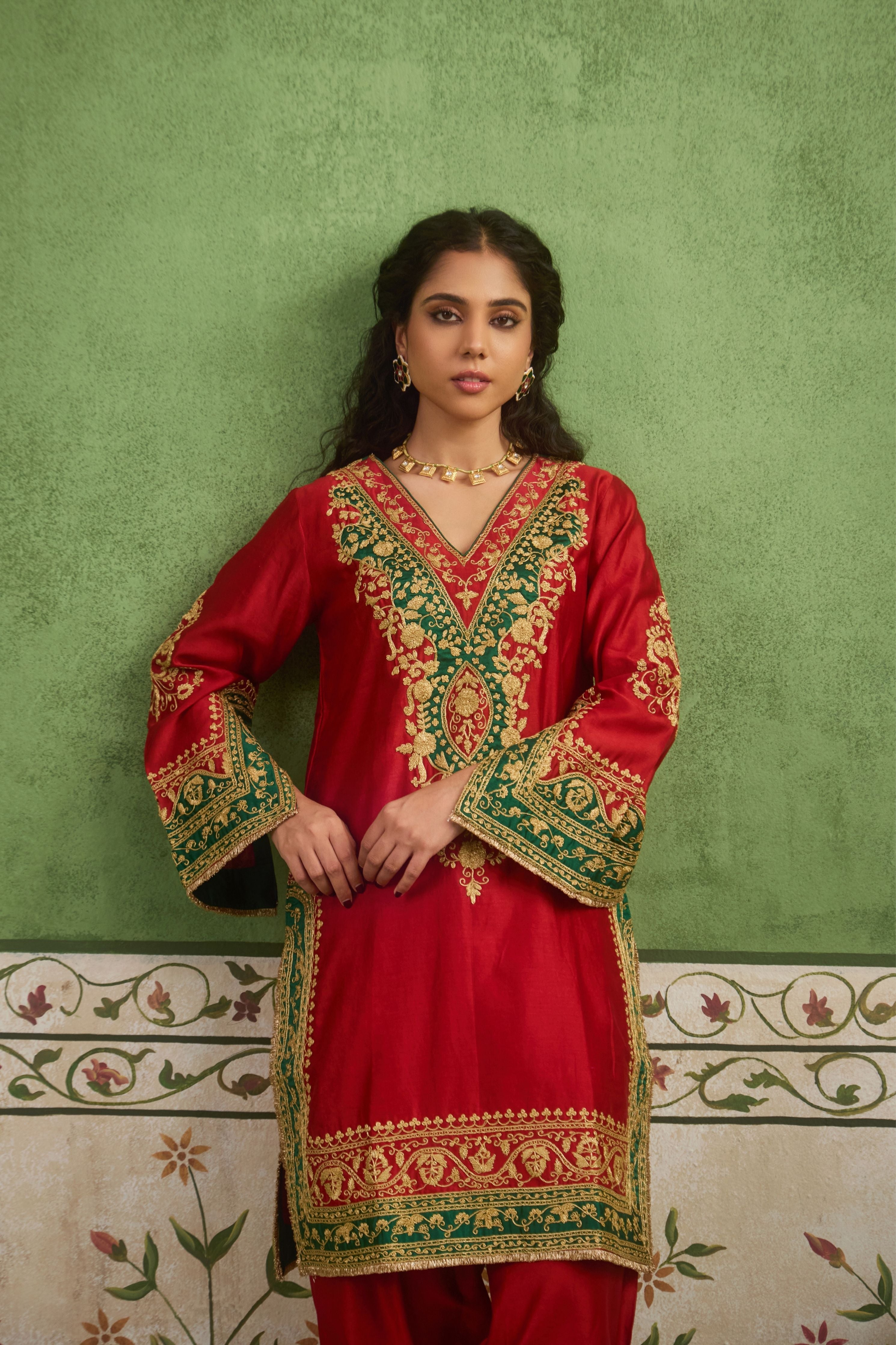 Inayat 2.0 Red Green Kurta Set