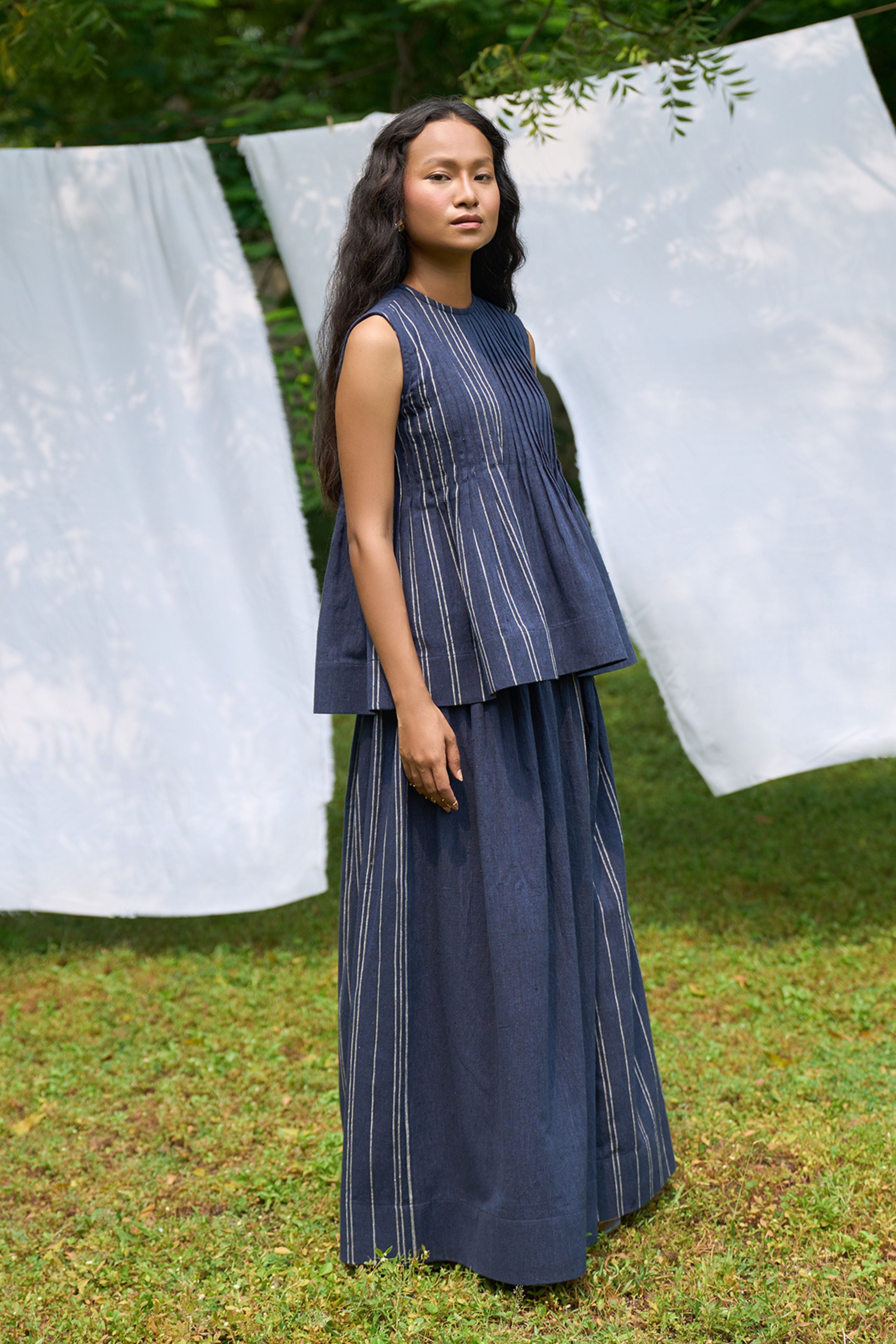 Cobalt Sleeveless Pintucks Top