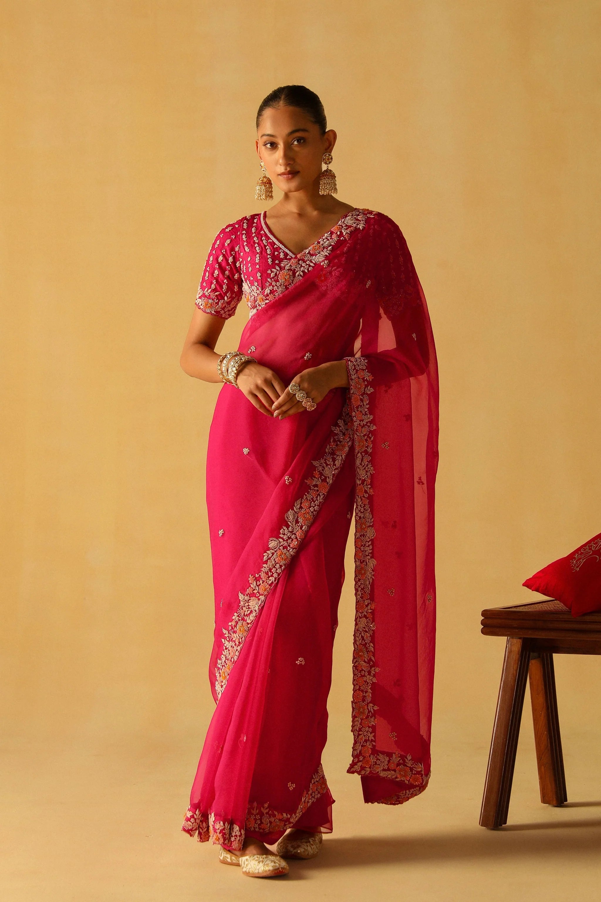 Afsa Hotpink Saree Set