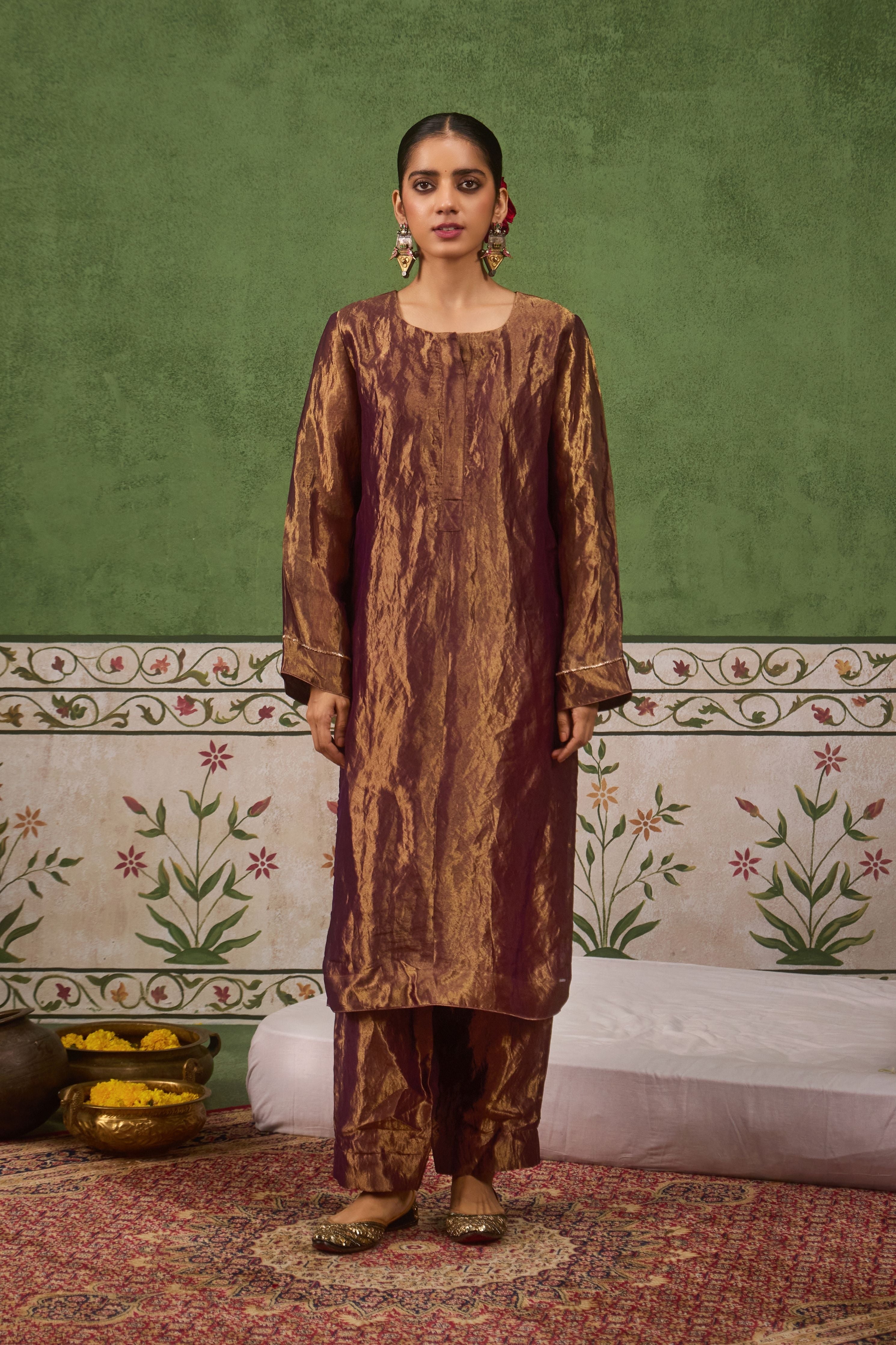 Inayat 2.0 Purple Tissue Kurta Set