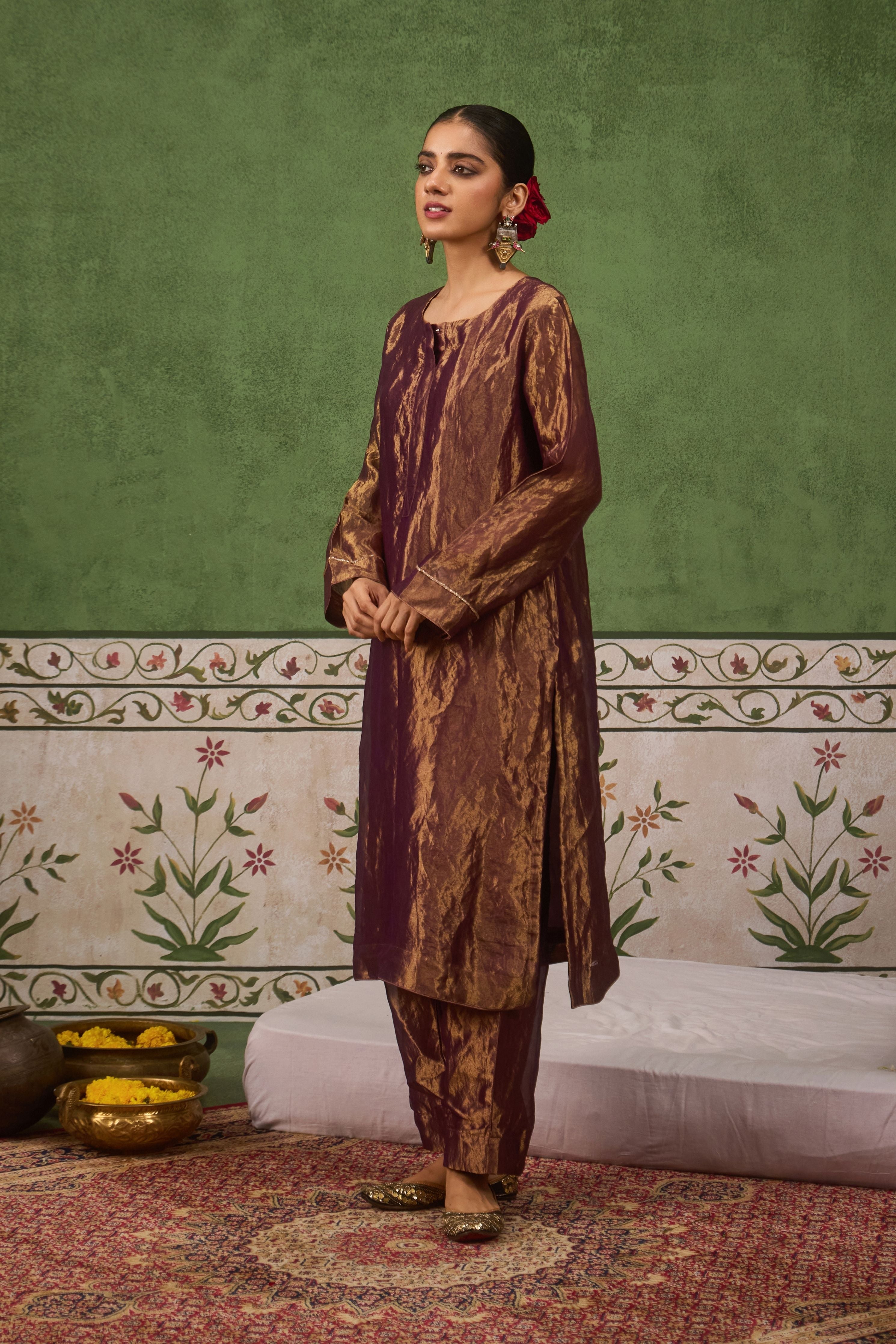 Inayat 2.0 Purple Tissue Kurta Set