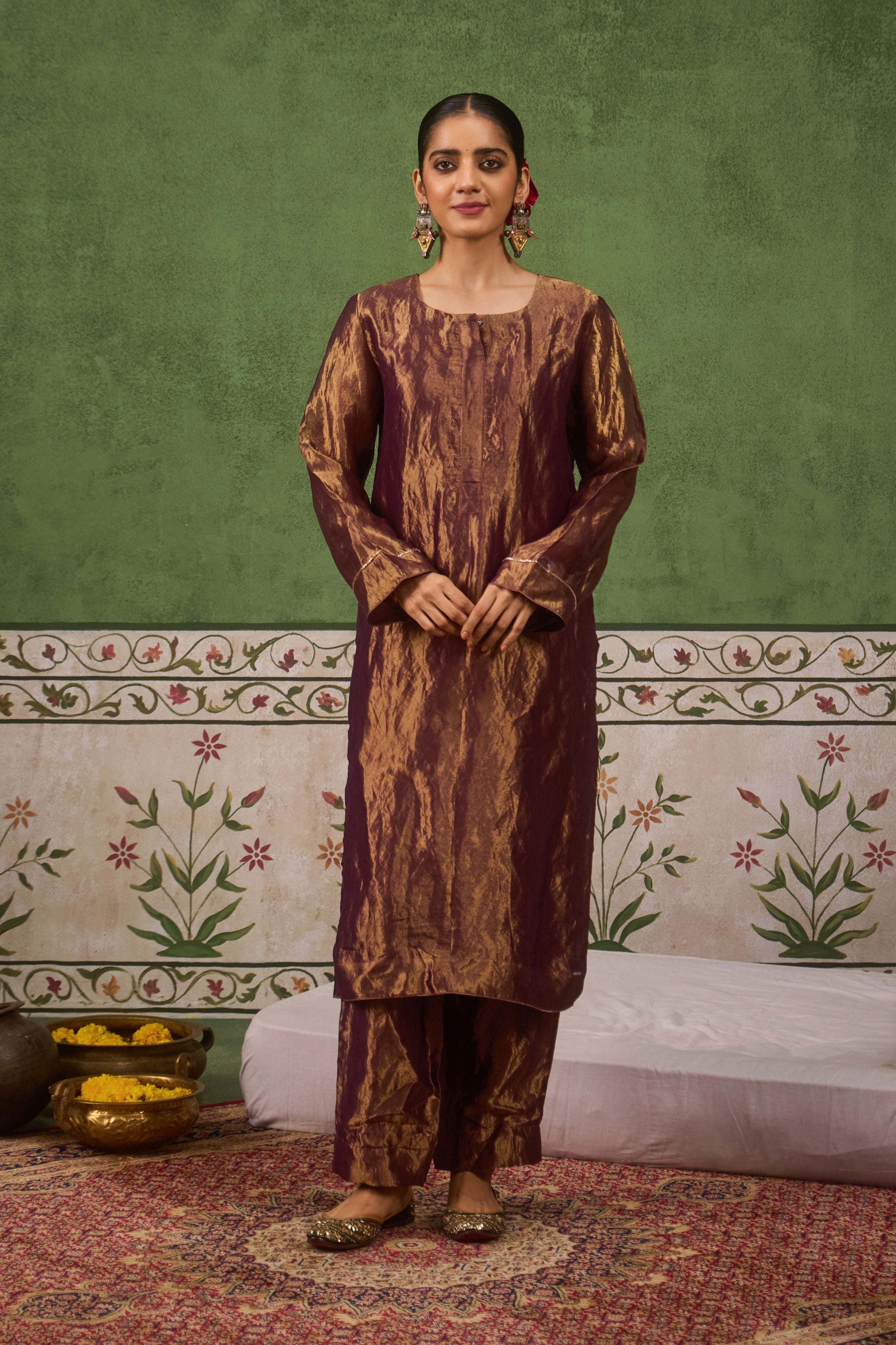 Inayat 2.0 Purple Tissue Kurta Set