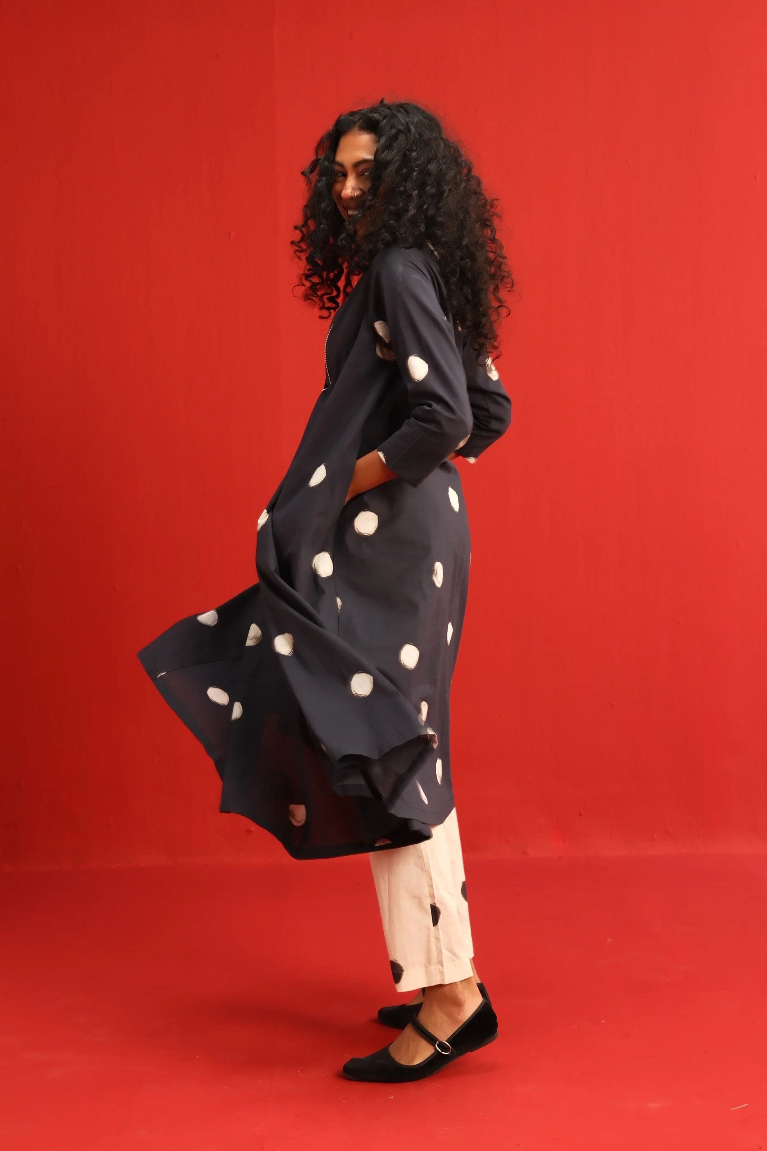 Polka A-line Kurta Set