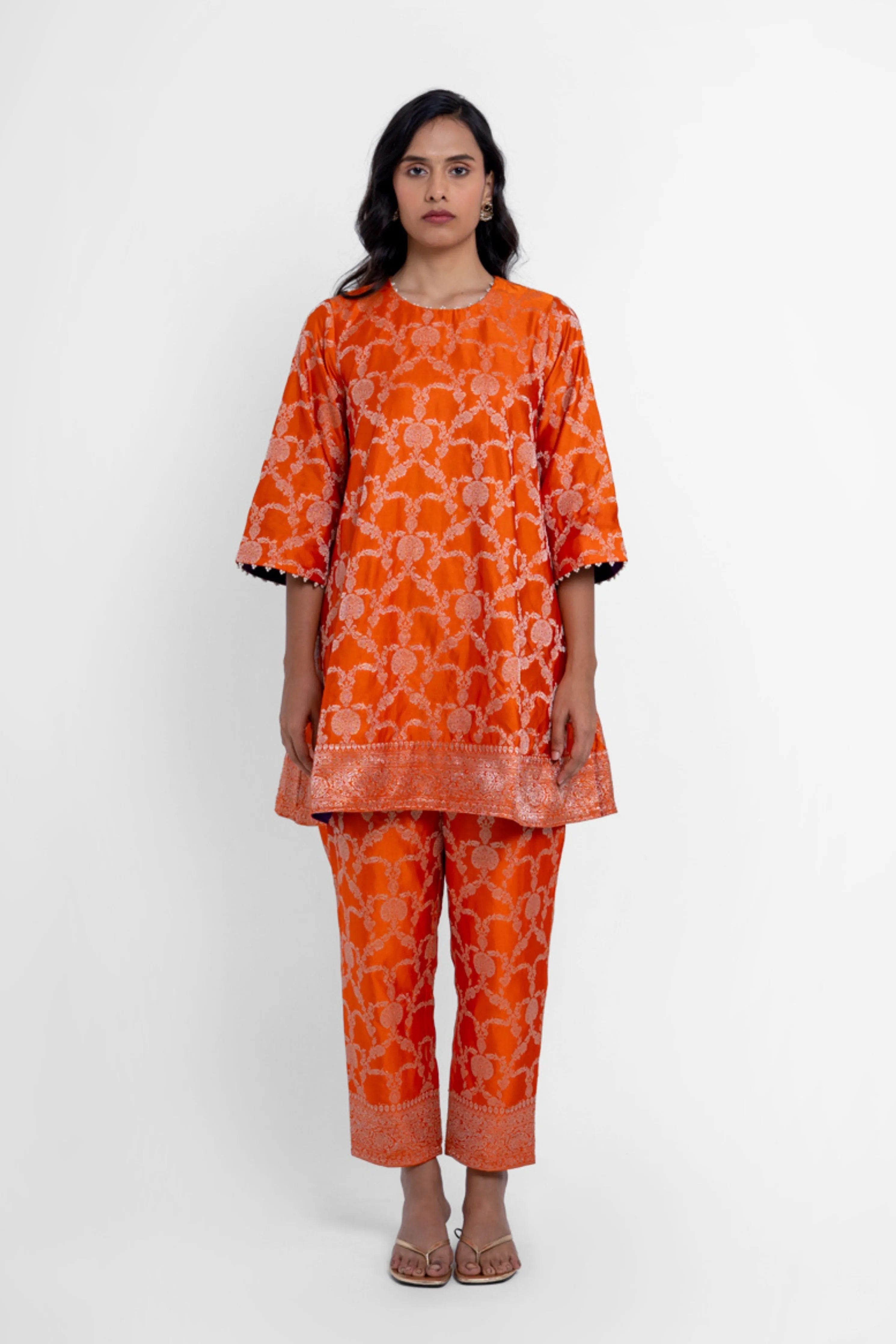 Jaya Kurta Set In Orange