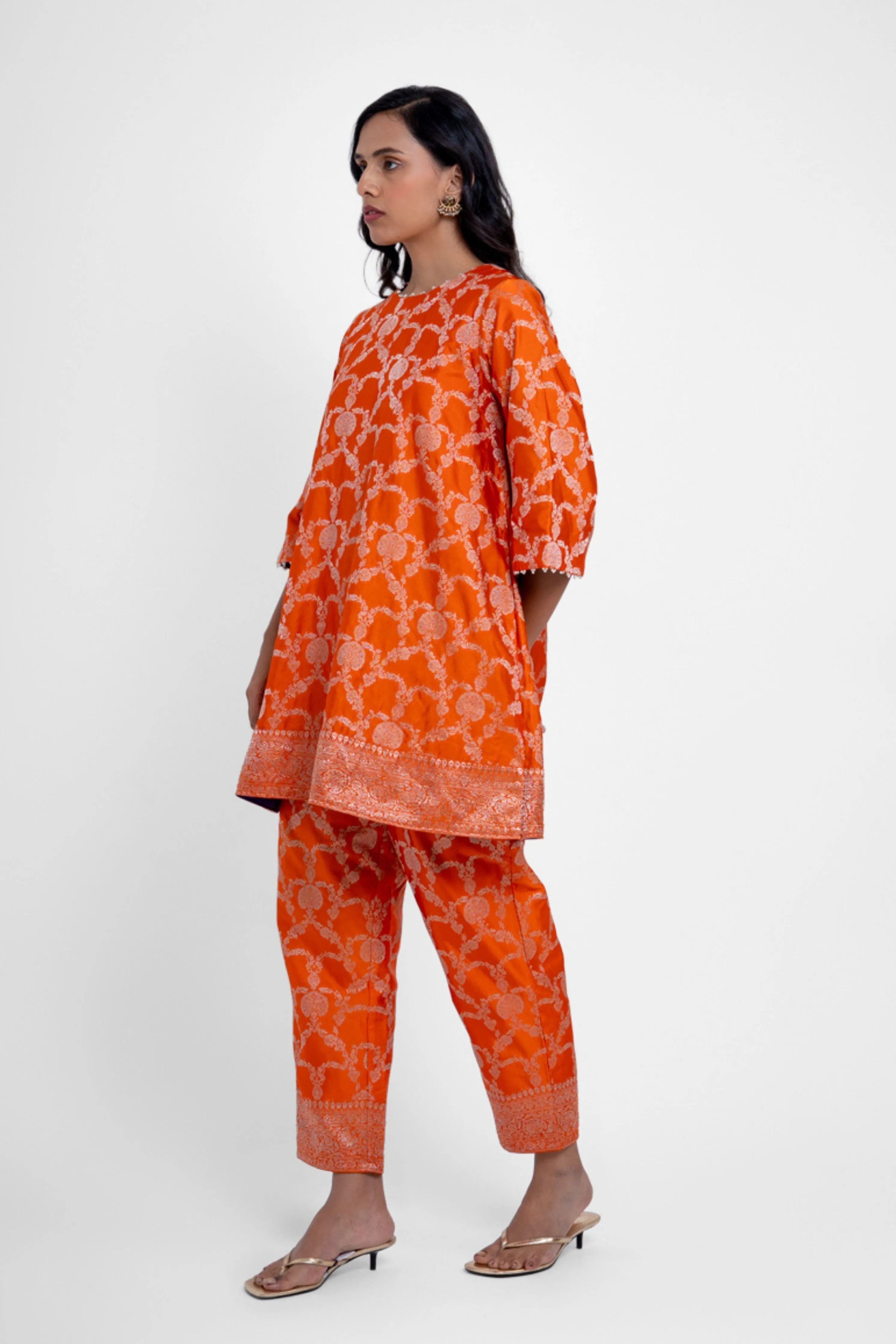 Jaya Kurta Set In Orange