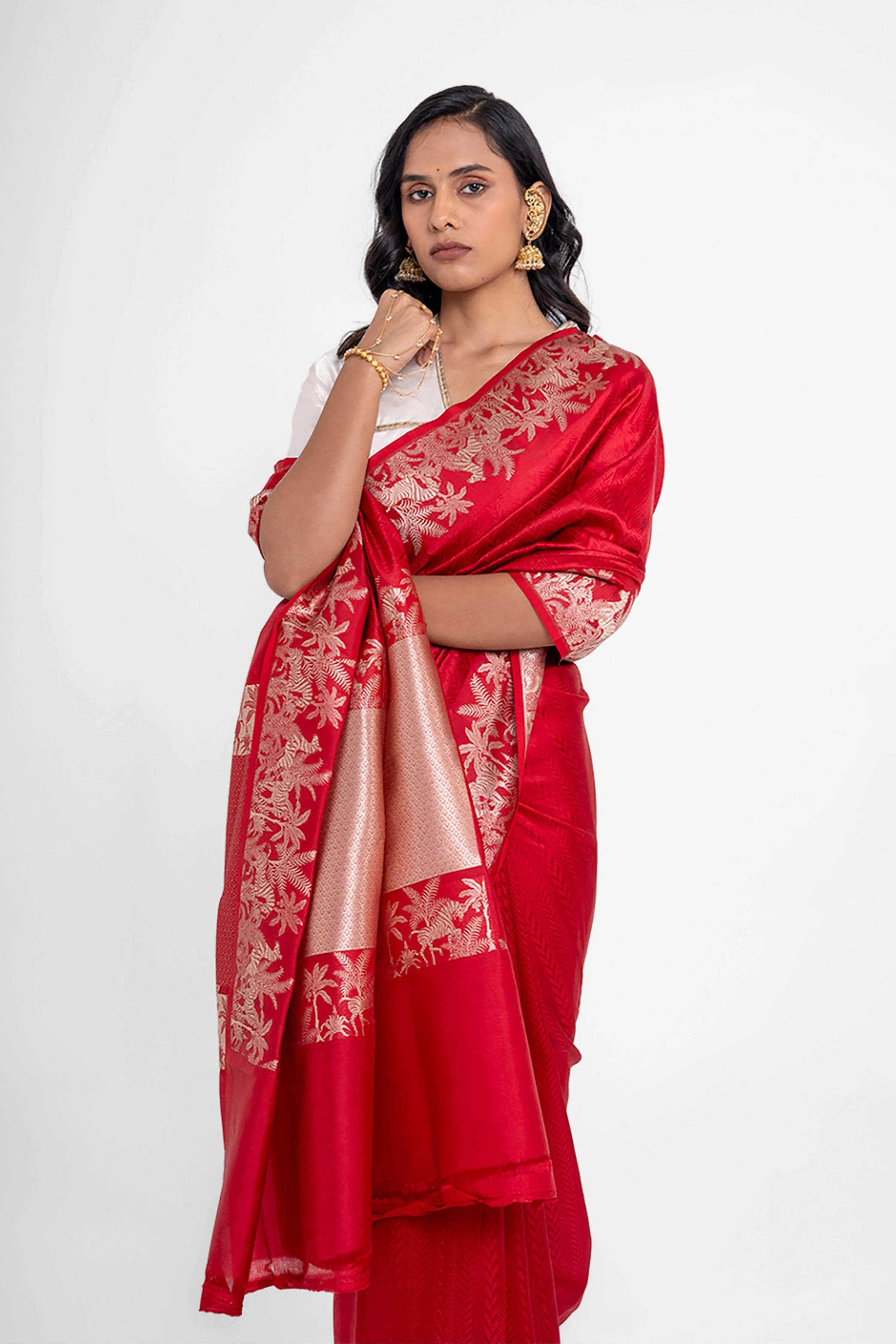 Savana Red Pure Silk Saree