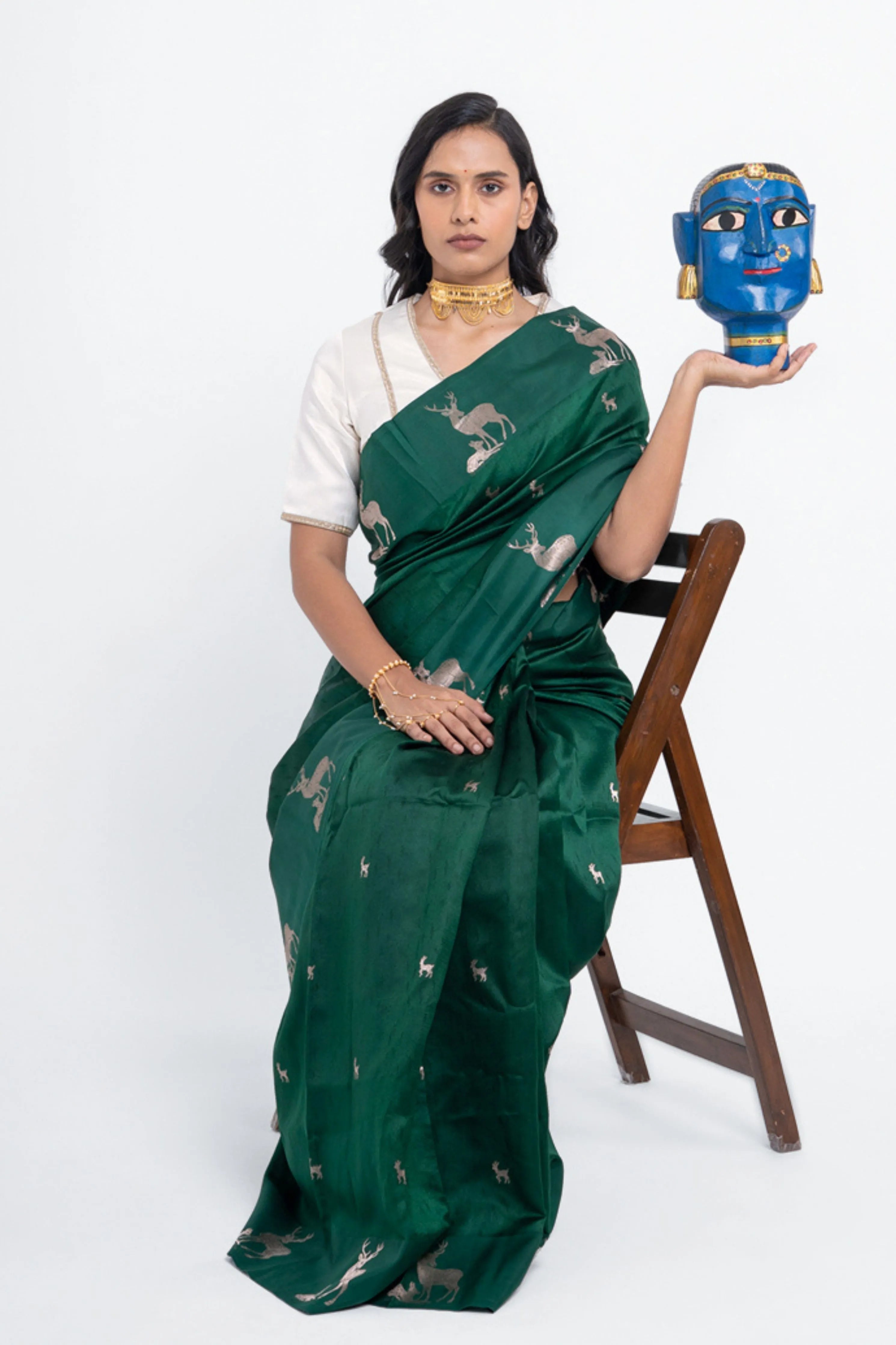 Hiran Green Pure Silk Saree