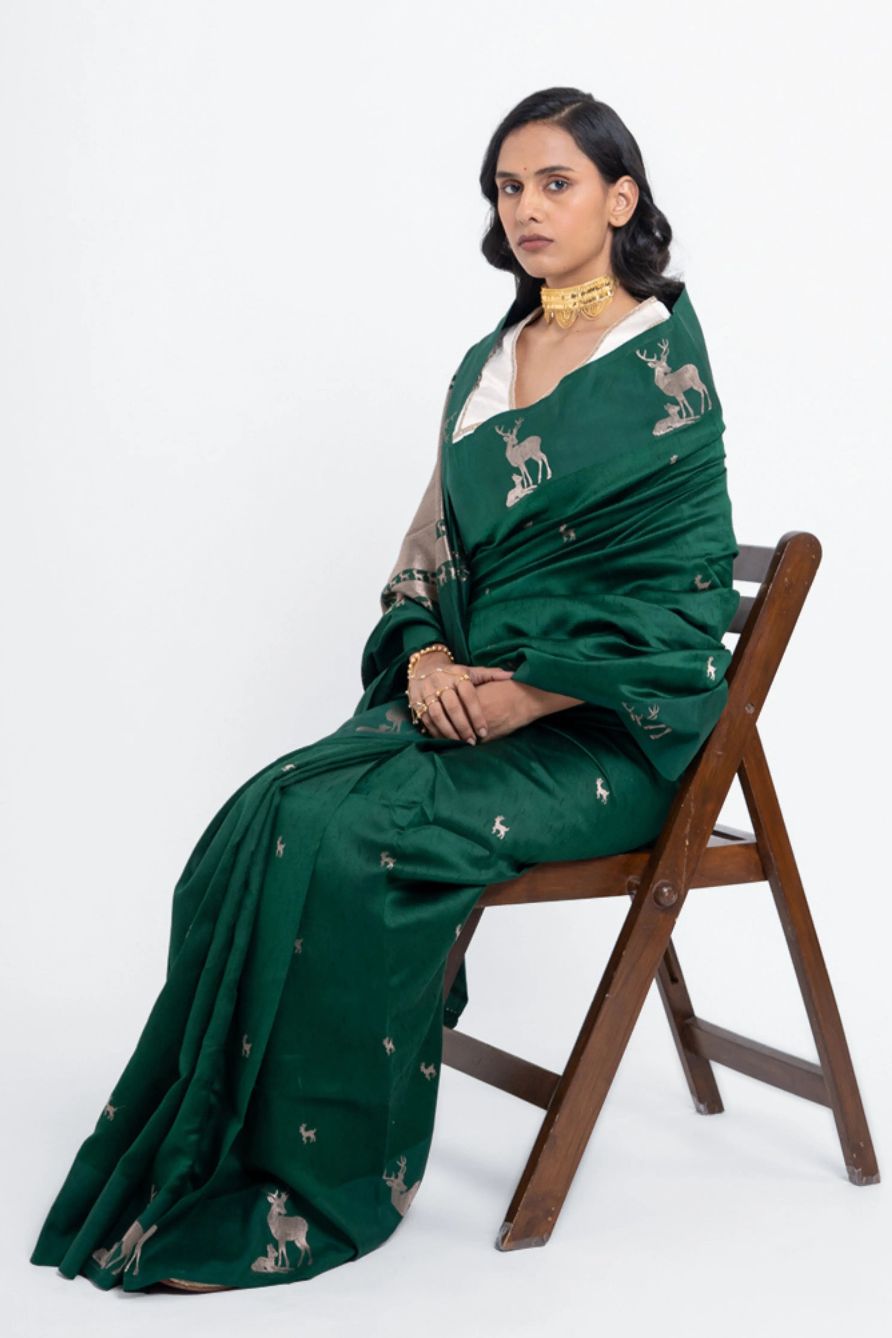 Hiran Green Pure Silk Saree
