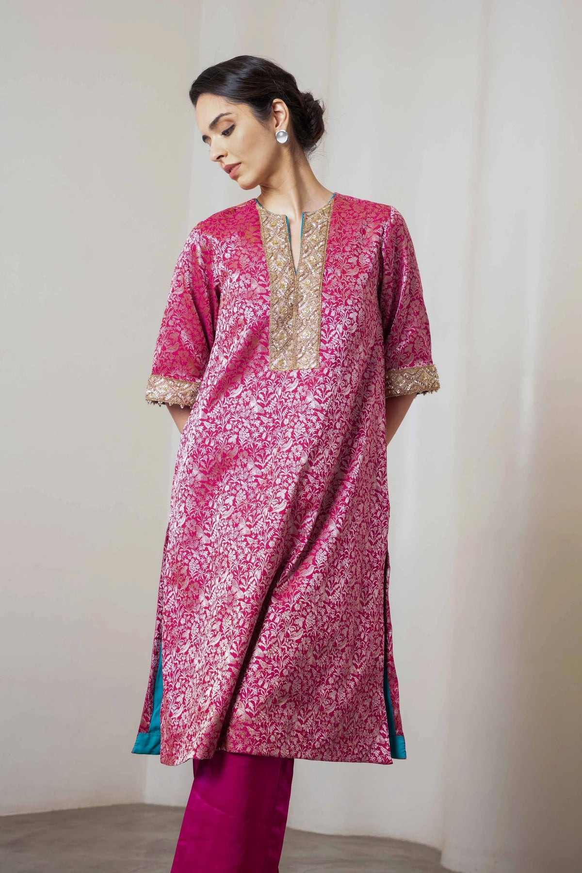 Rysa Kurta Set Magenta