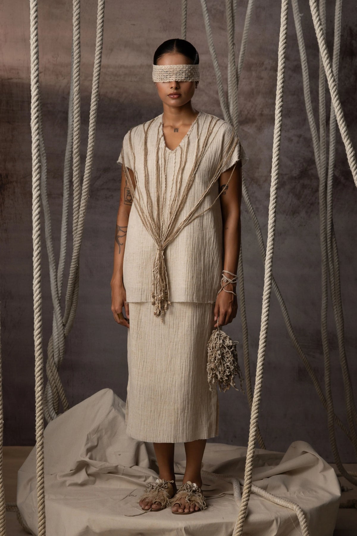Ivory Crushed Jute-Rope Top