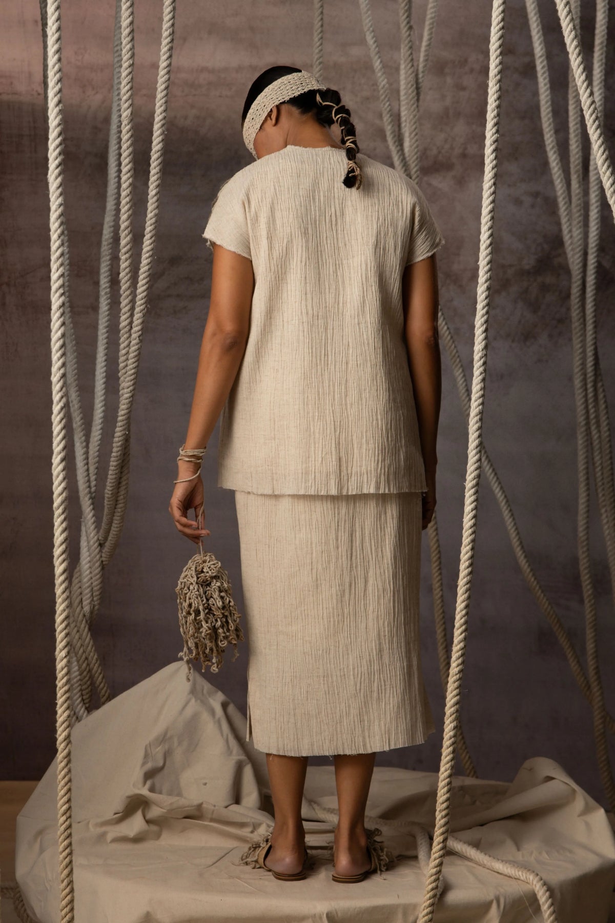 Ivory Crushed Jute-Rope Top