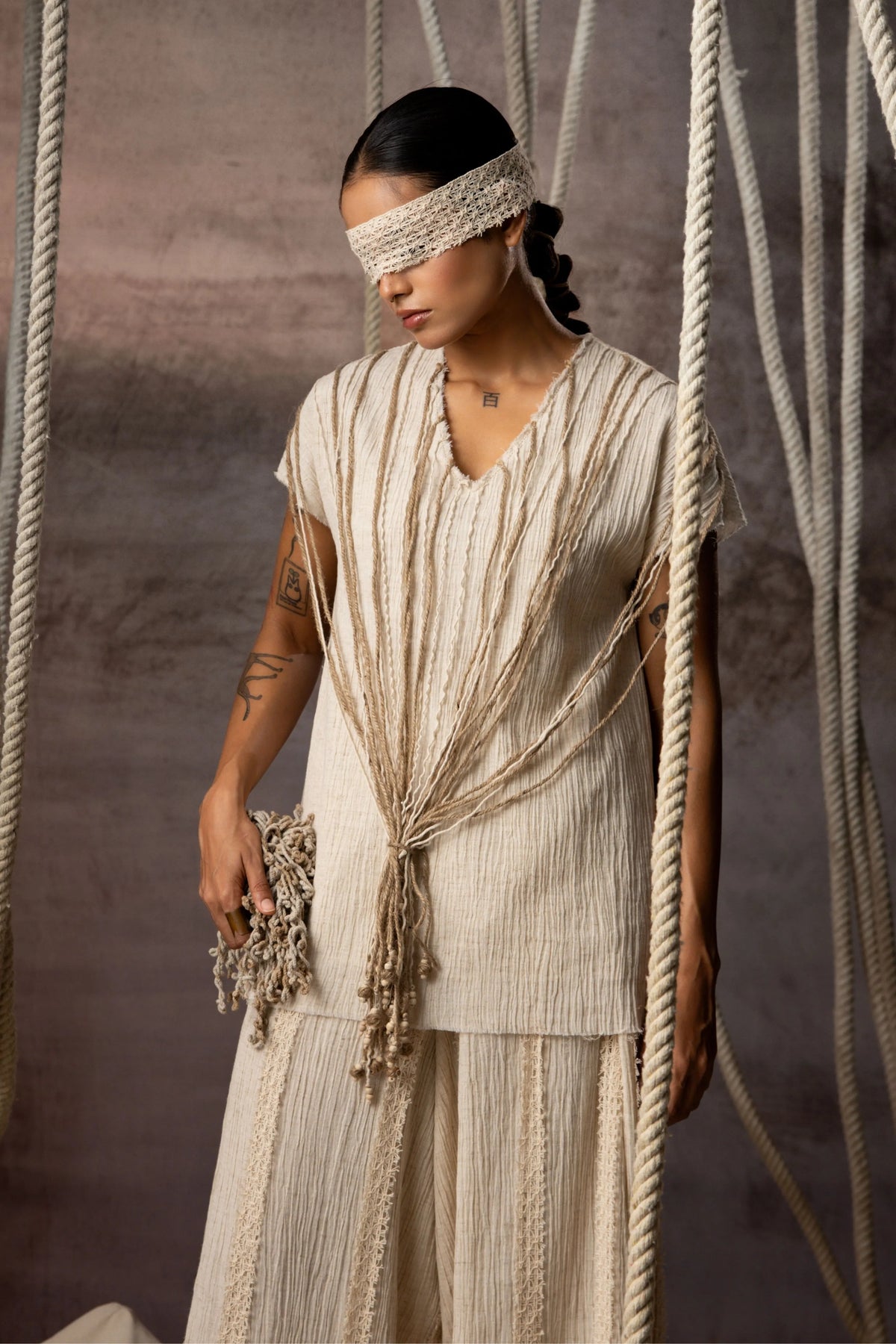 Ivory Crushed Jute-Rope Top