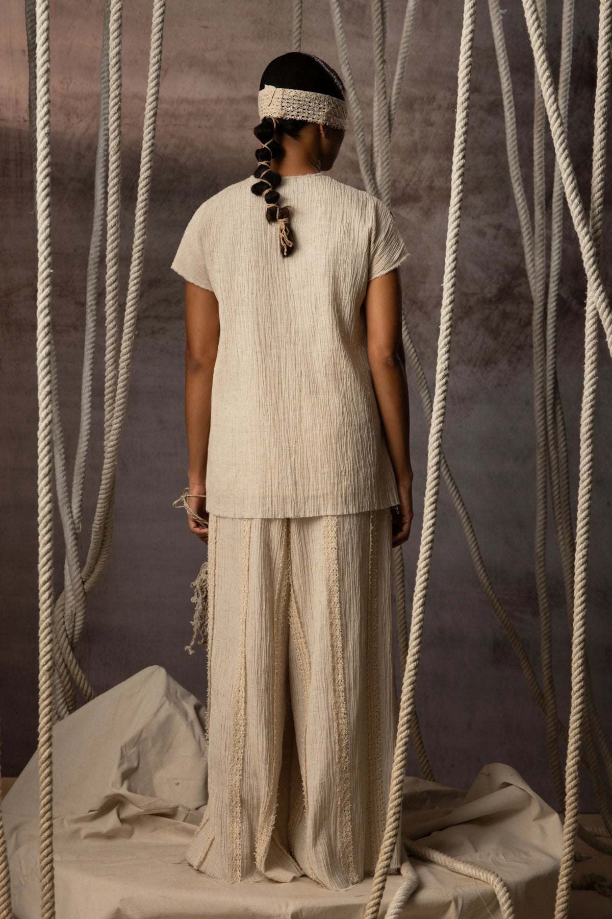 Ivory Crushed Jute-Rope Top