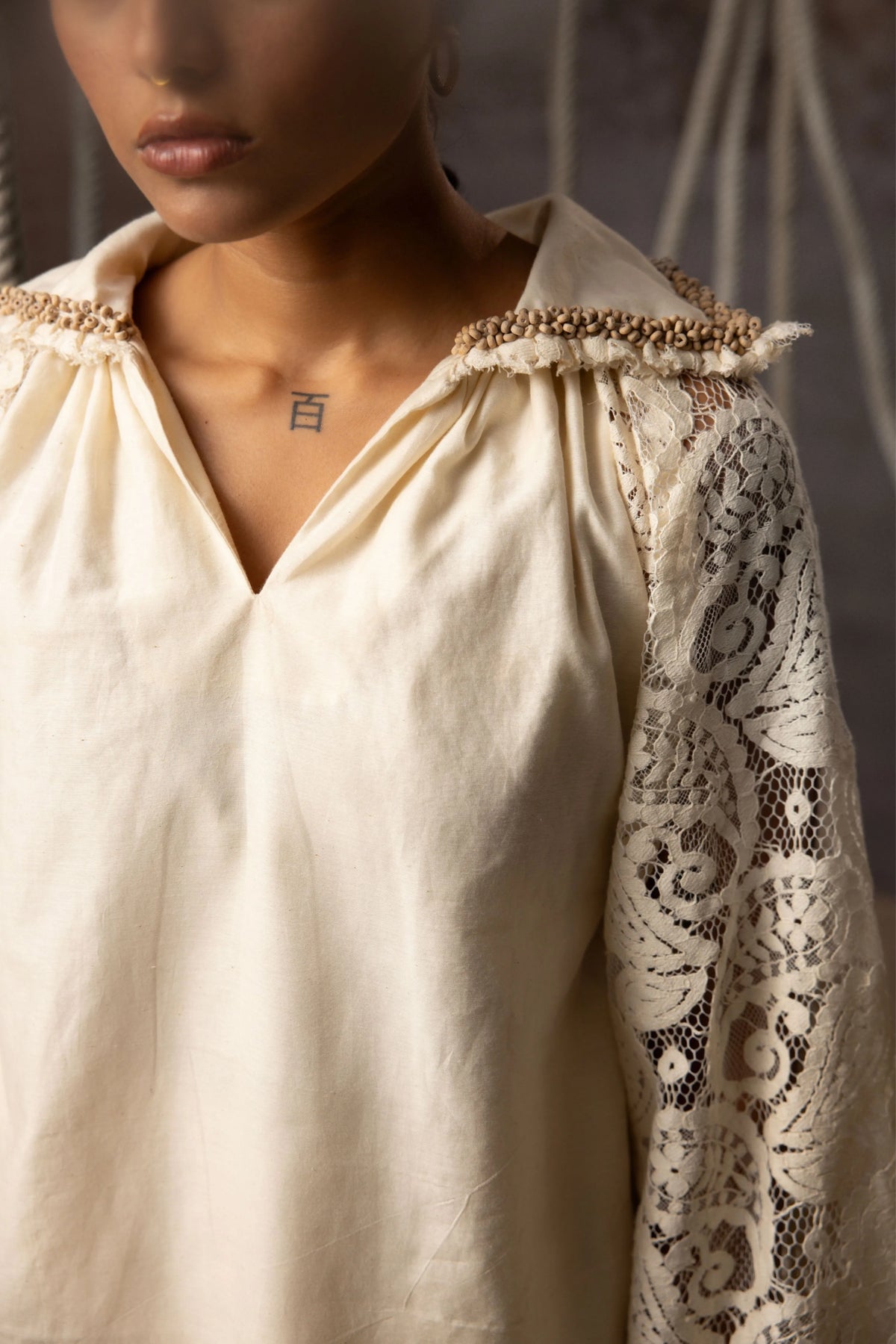 Ivory Panelled Trousers
