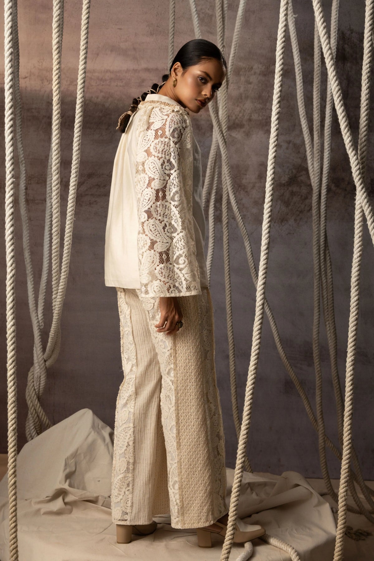 Ivory Panelled Trousers