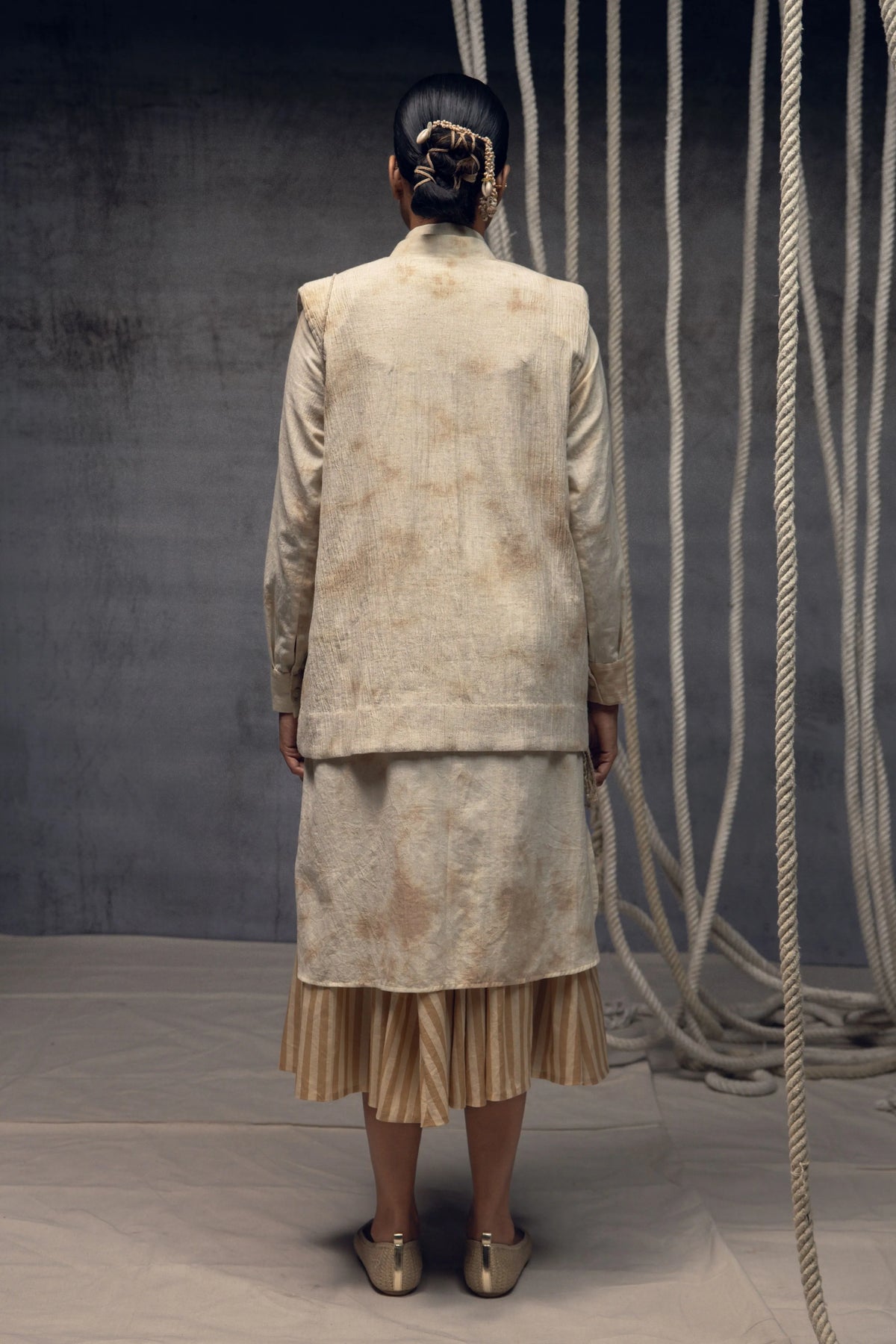 Khadi Jute Embroidered Kimono Jacket