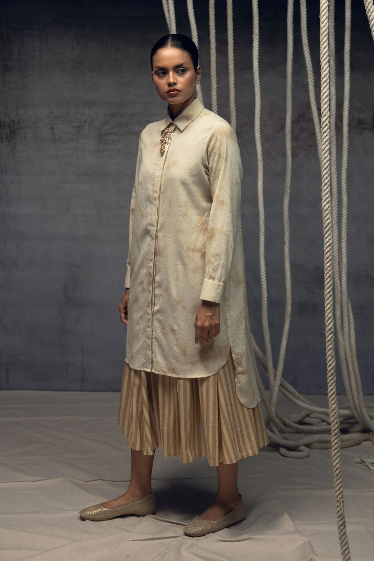 Ivory Ombré Linen Shirt