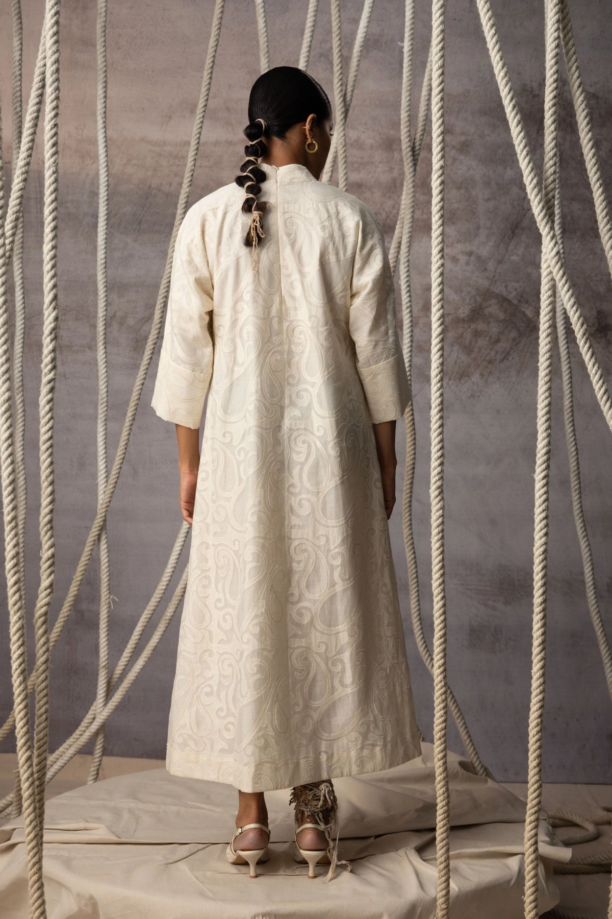 Ivory Appliqué A-Line Dress