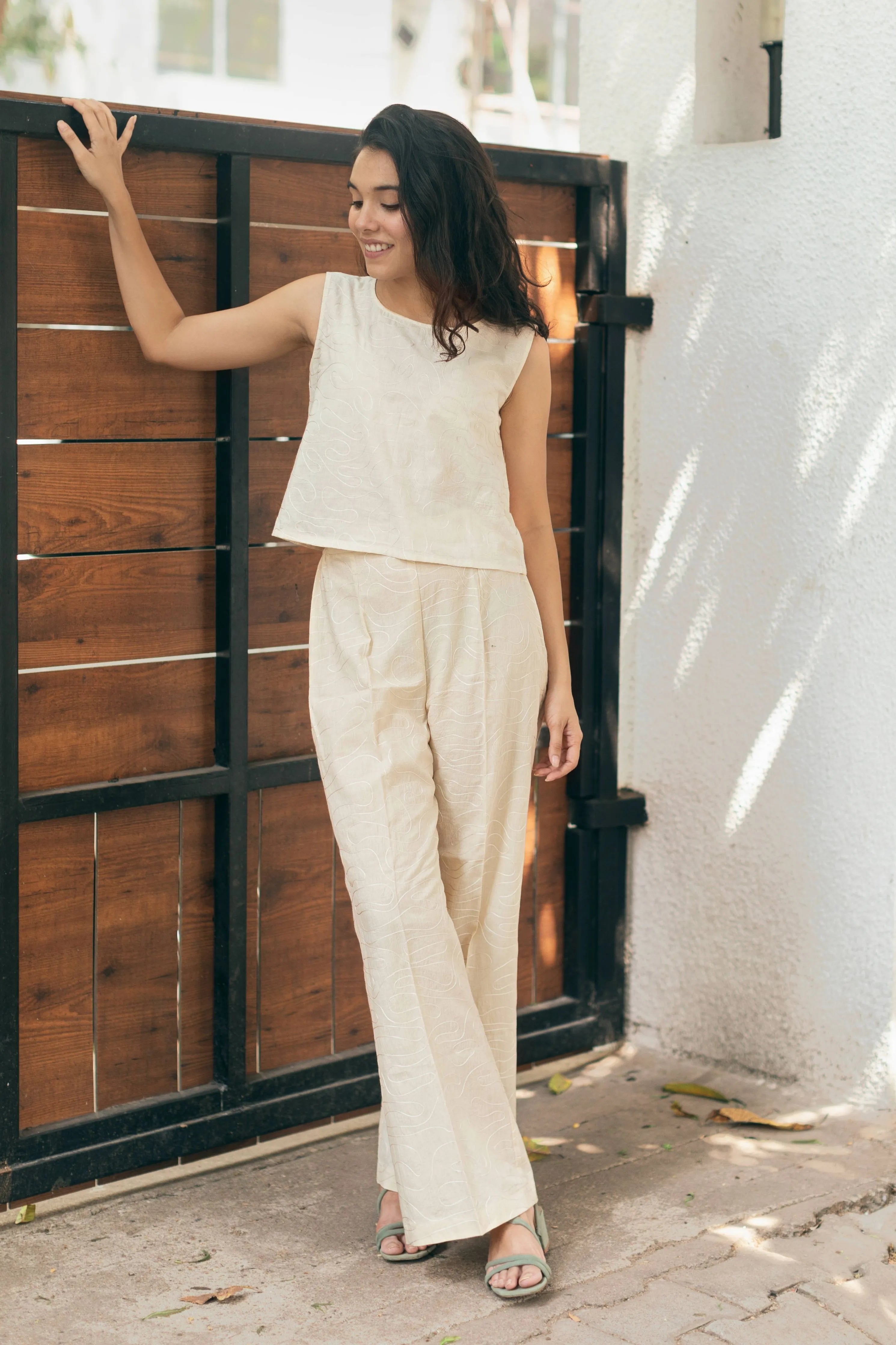 Contemporary Embroidered Organic Cotton Co-ord Set