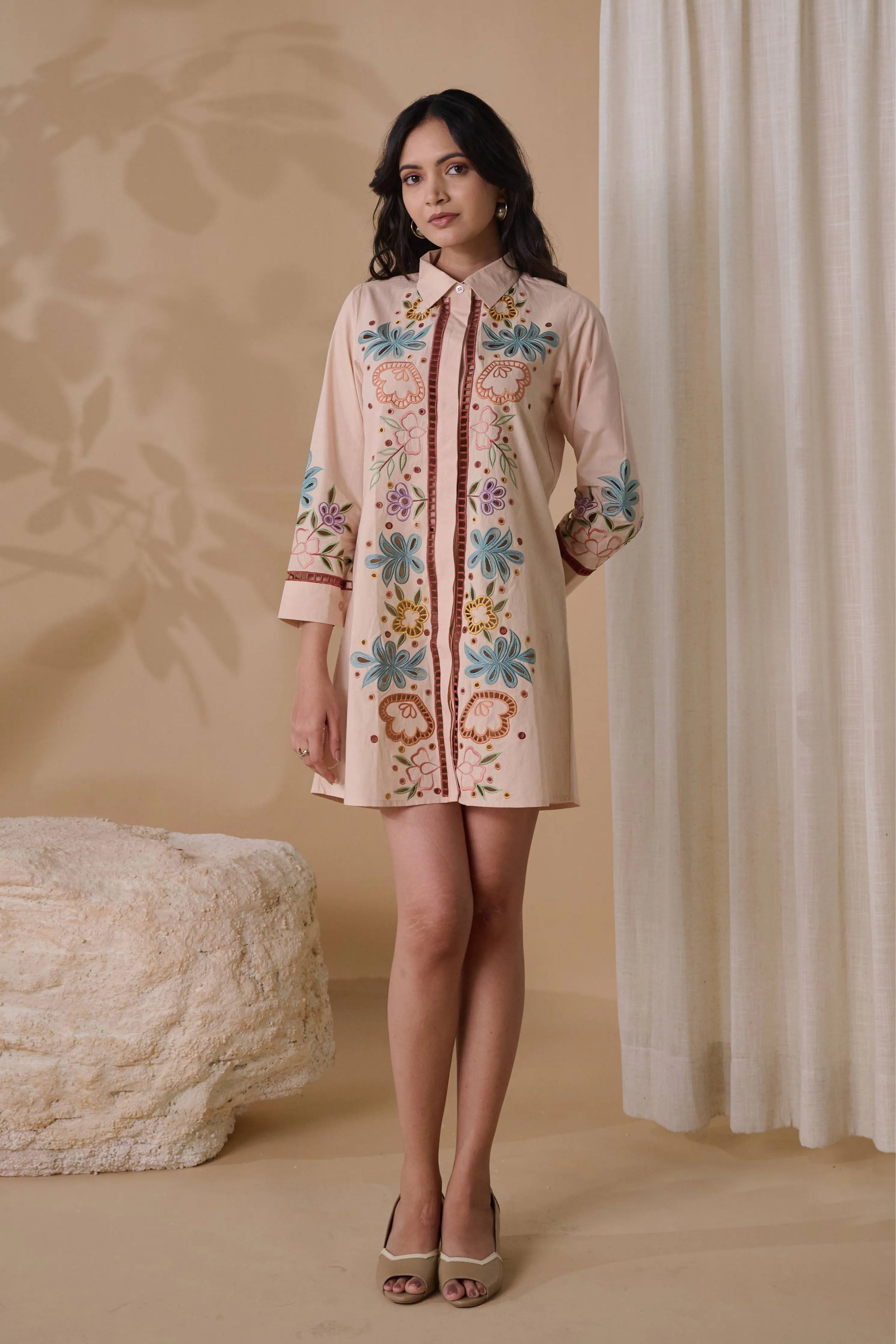 Sunset Bloom Shirt Dress
