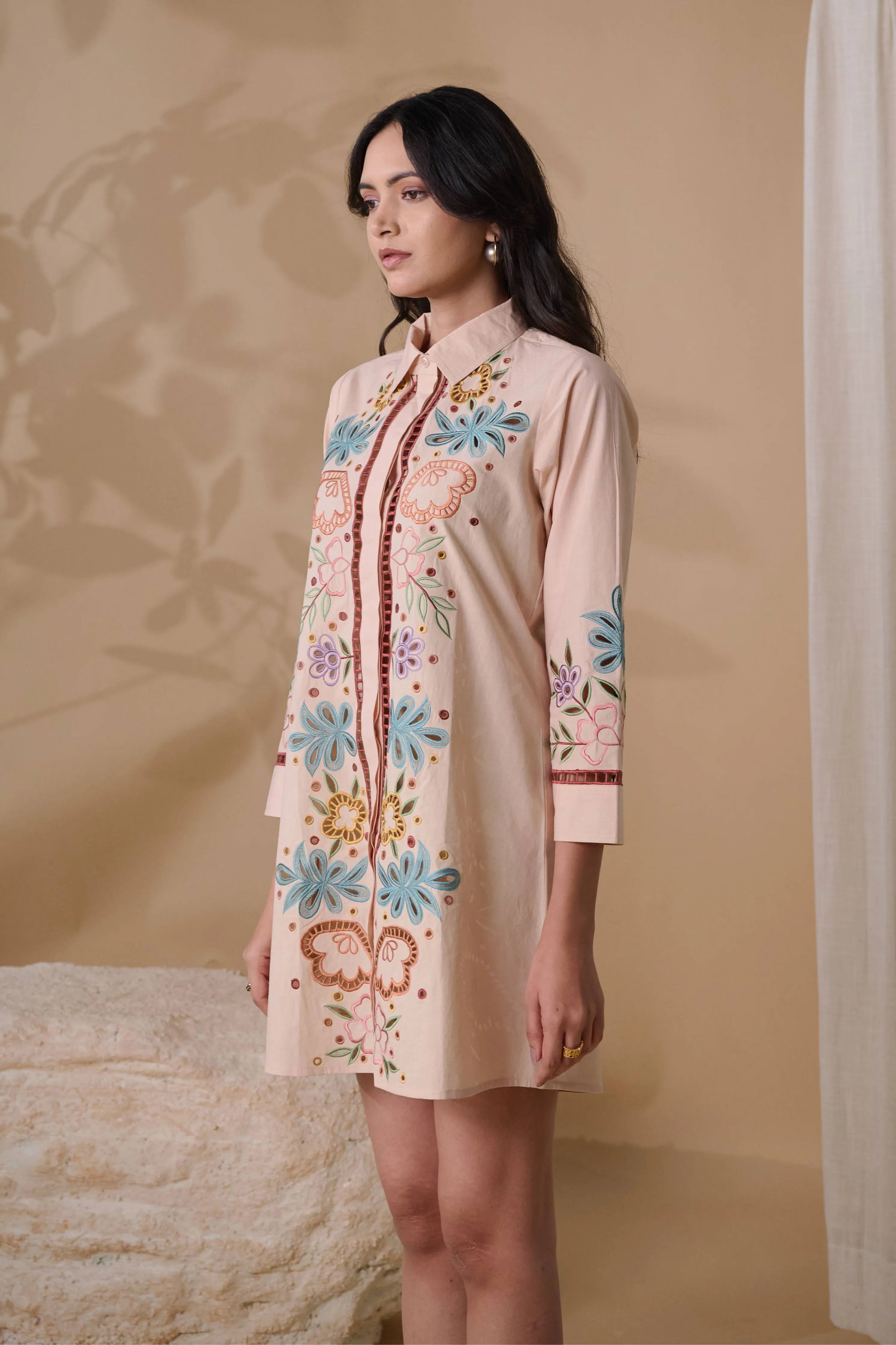 Sunset Bloom Shirt Dress