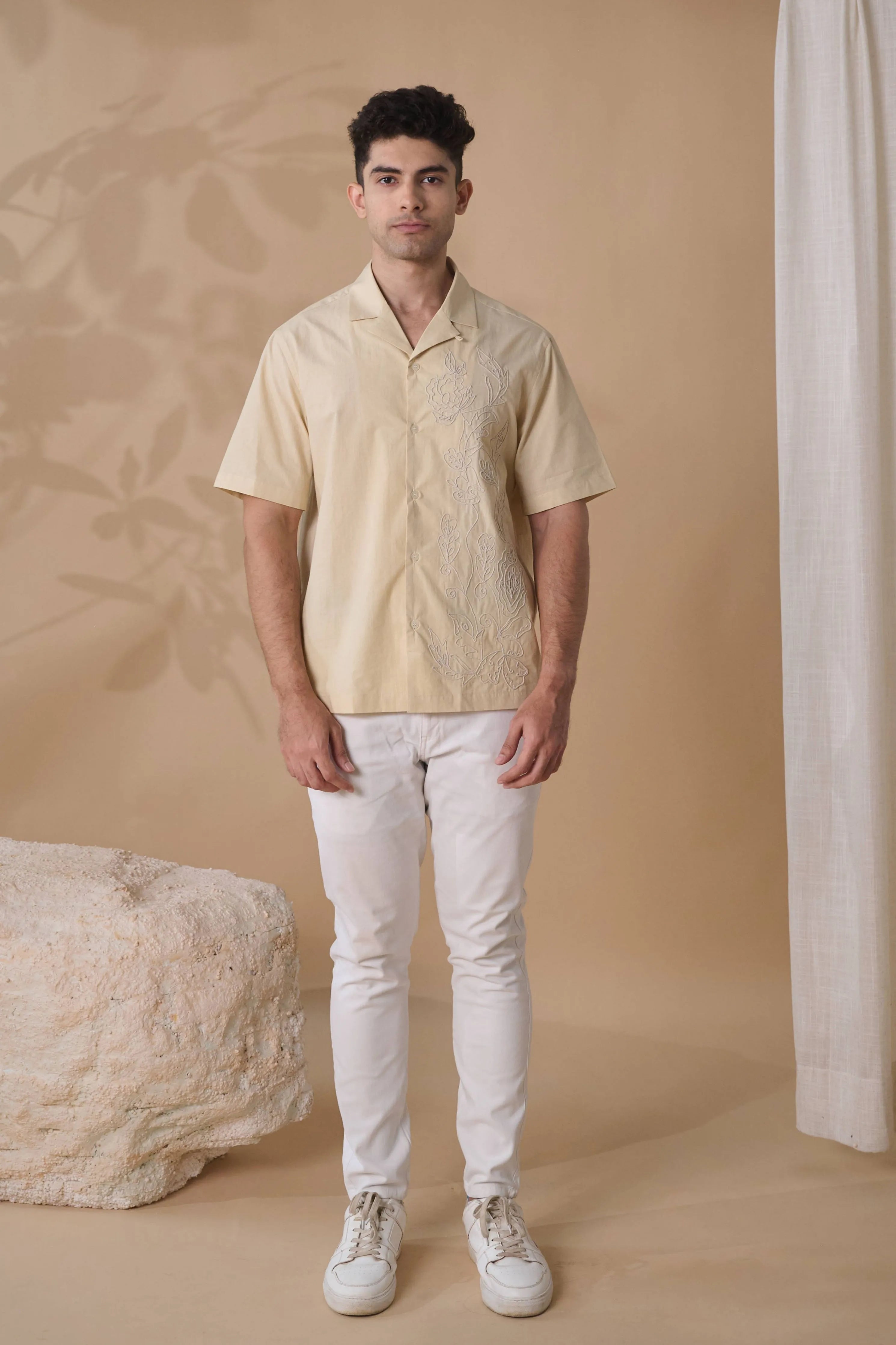 Beige Bloom Organic Cotton Shirt