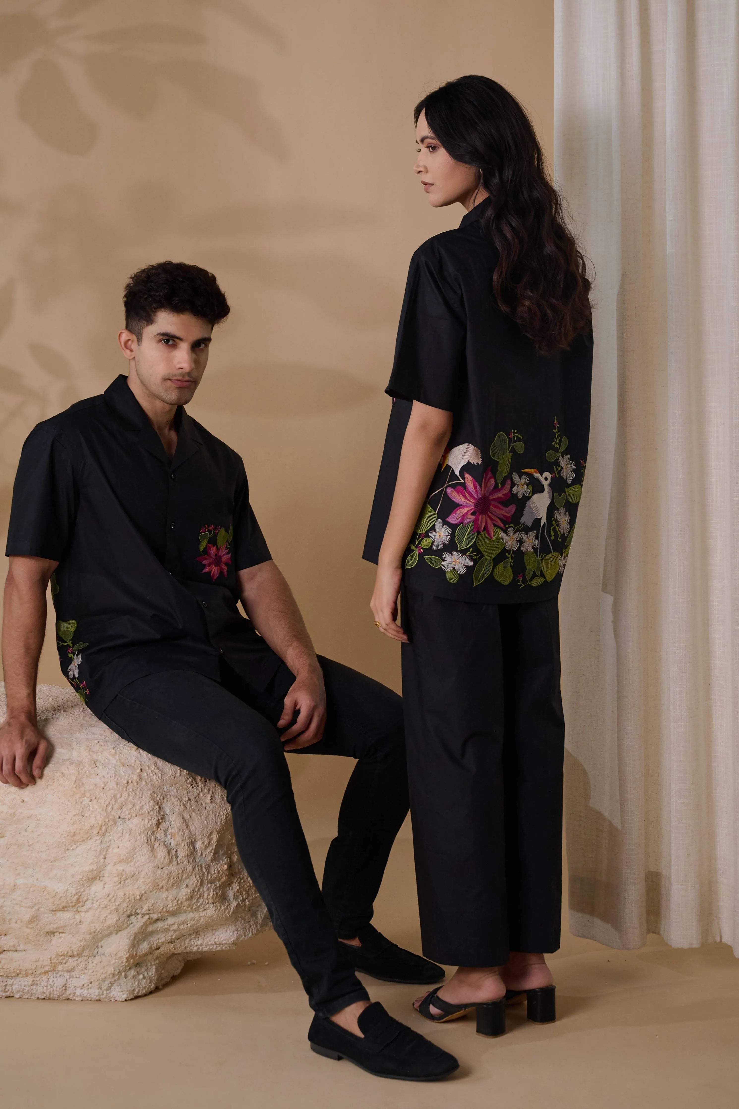 Black Oasis Flamingo Shirt
