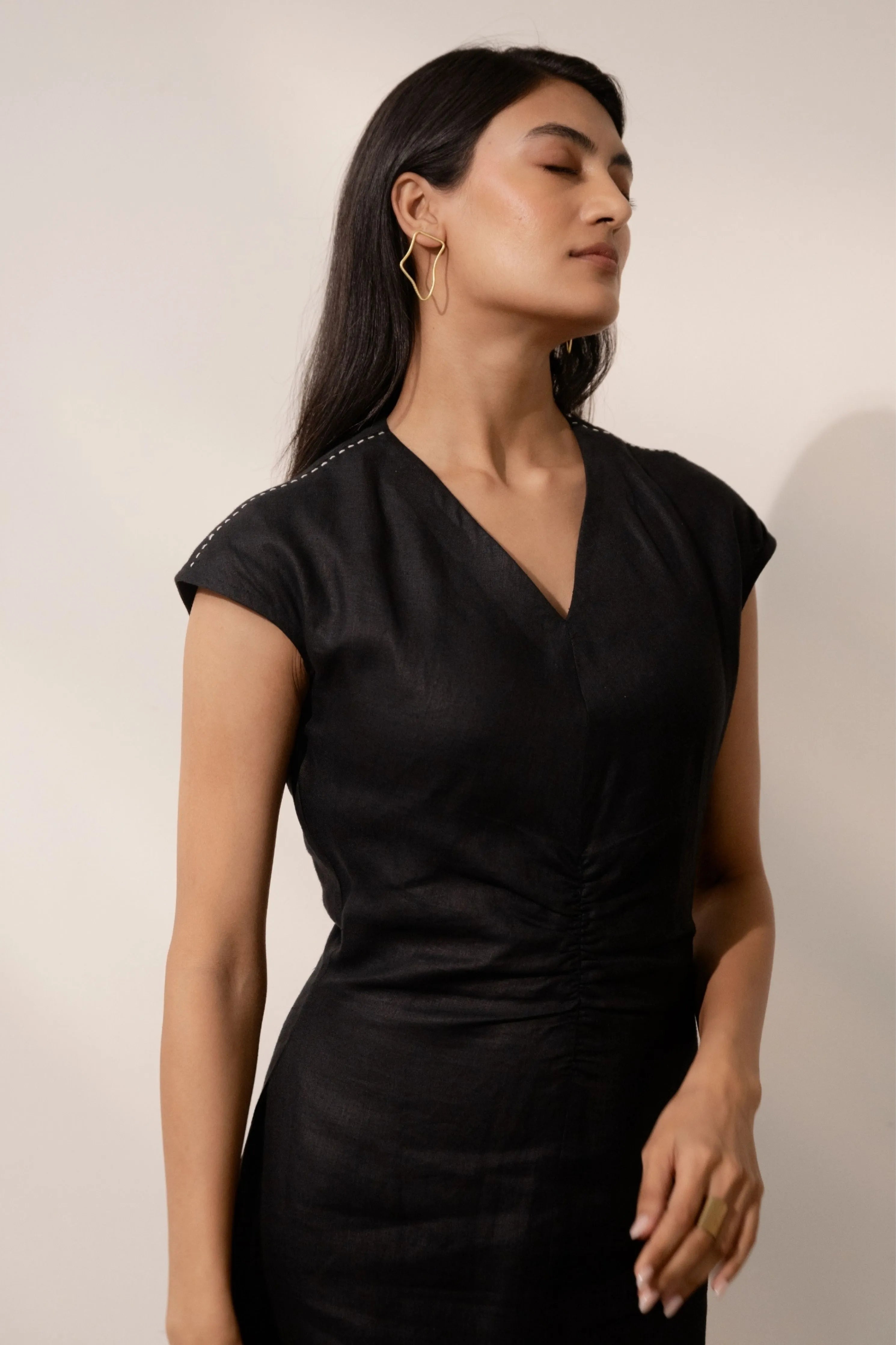 Ebony Black Cinched Dress