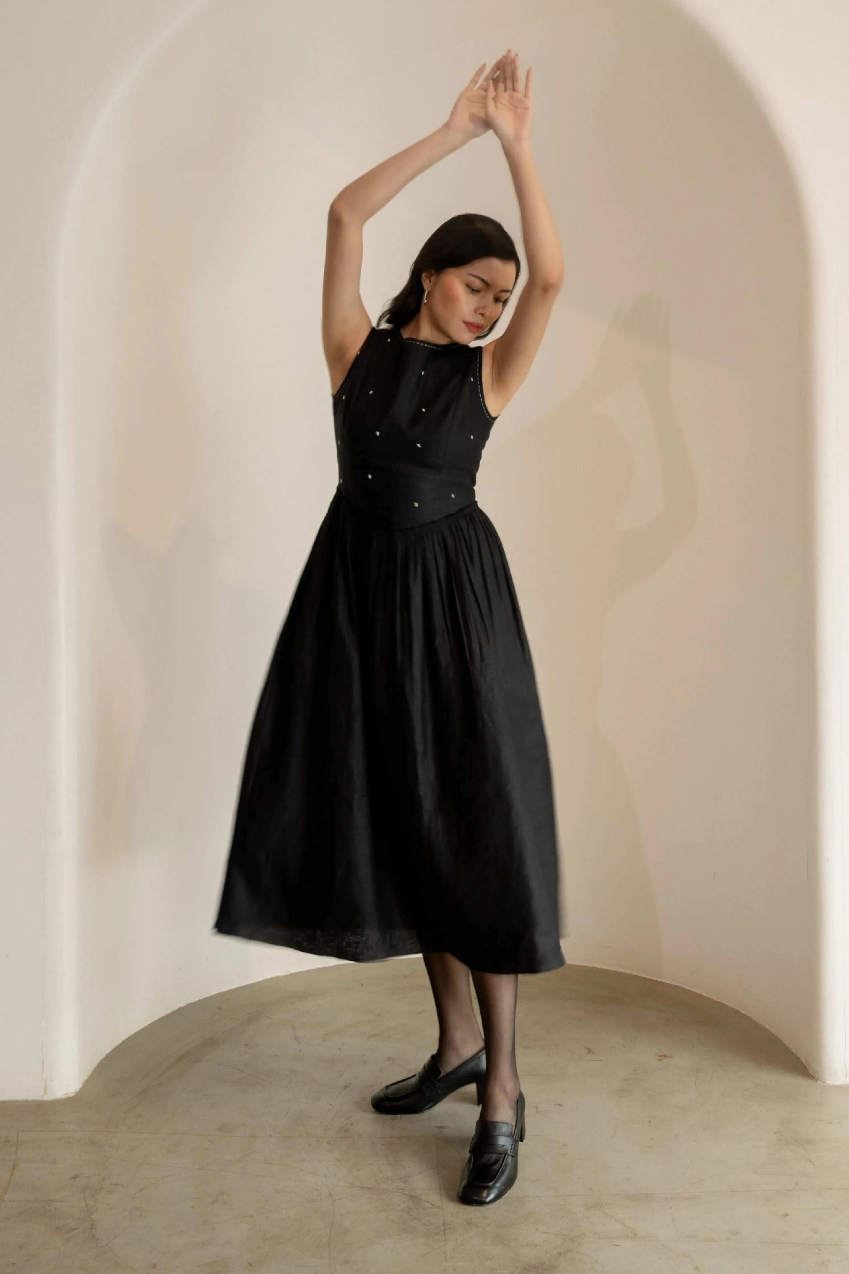 Ebony Black Midi Dress