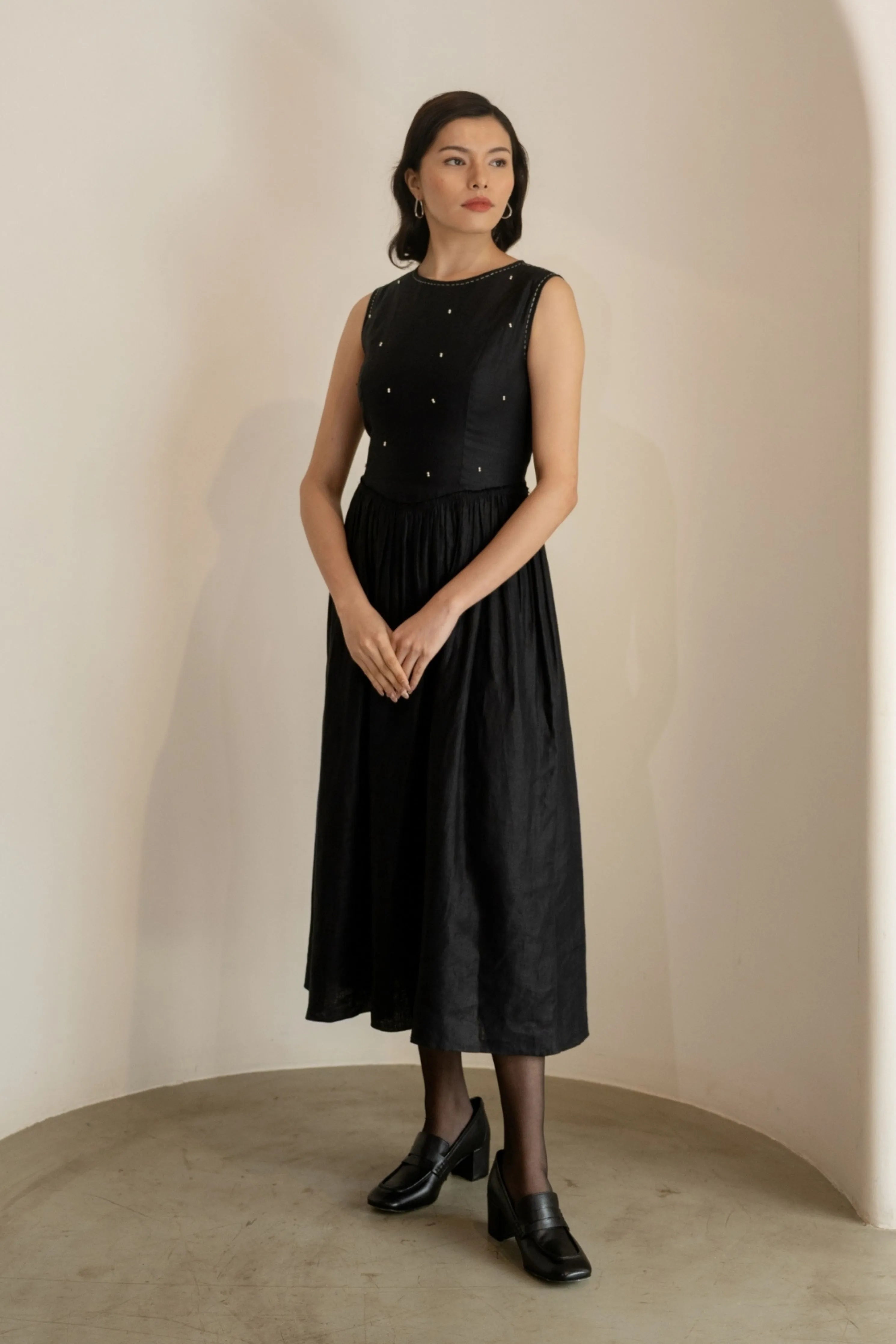 Ebony Black Midi Dress