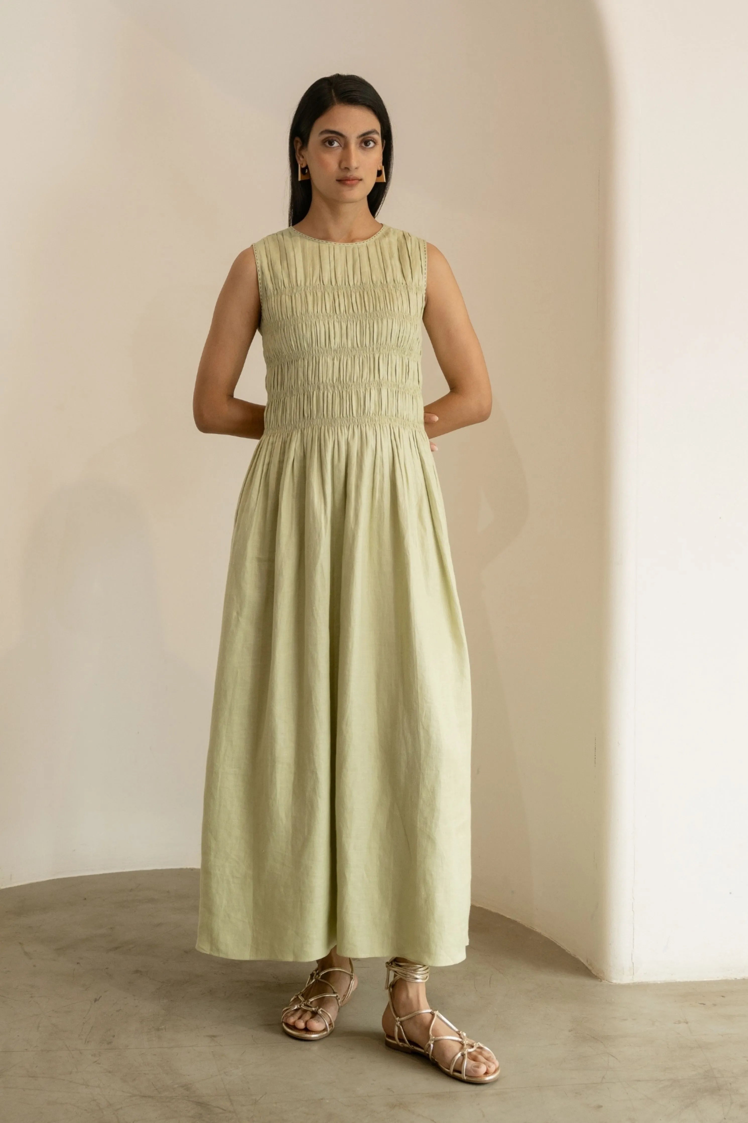 Dew Mint Green Smocked Dress