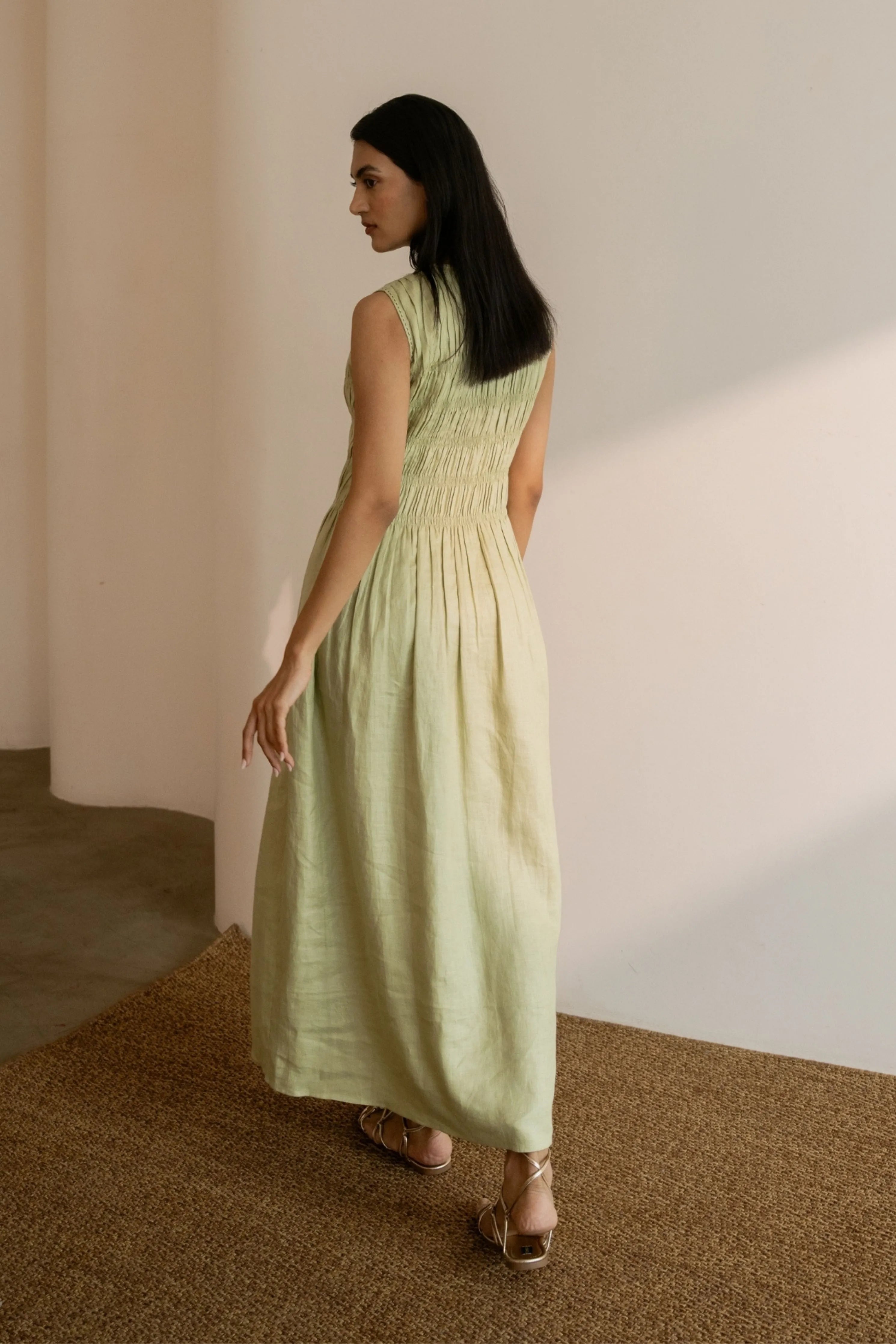 Dew Mint Green Smocked Dress
