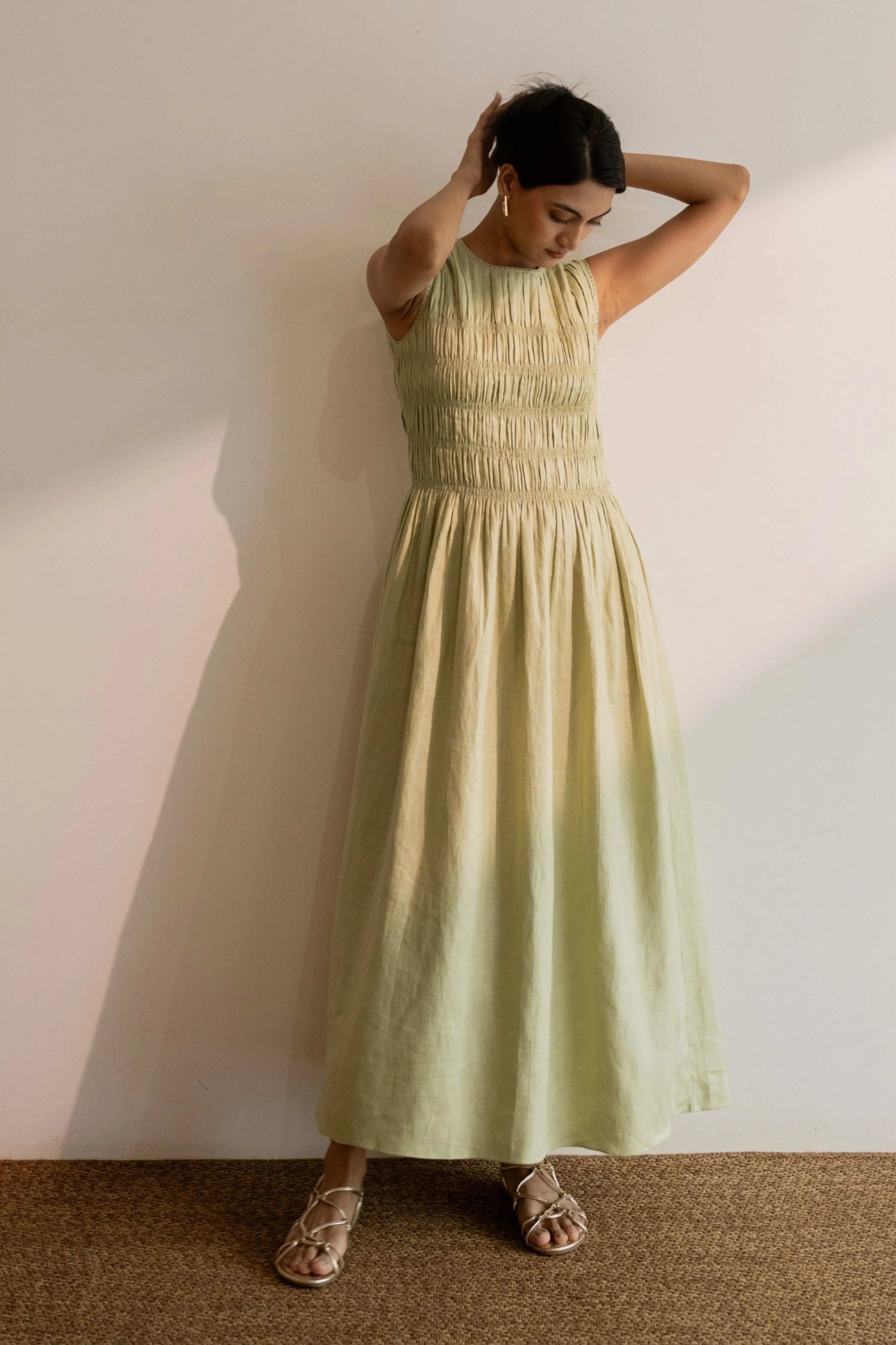 Dew Mint Green Smocked Dress
