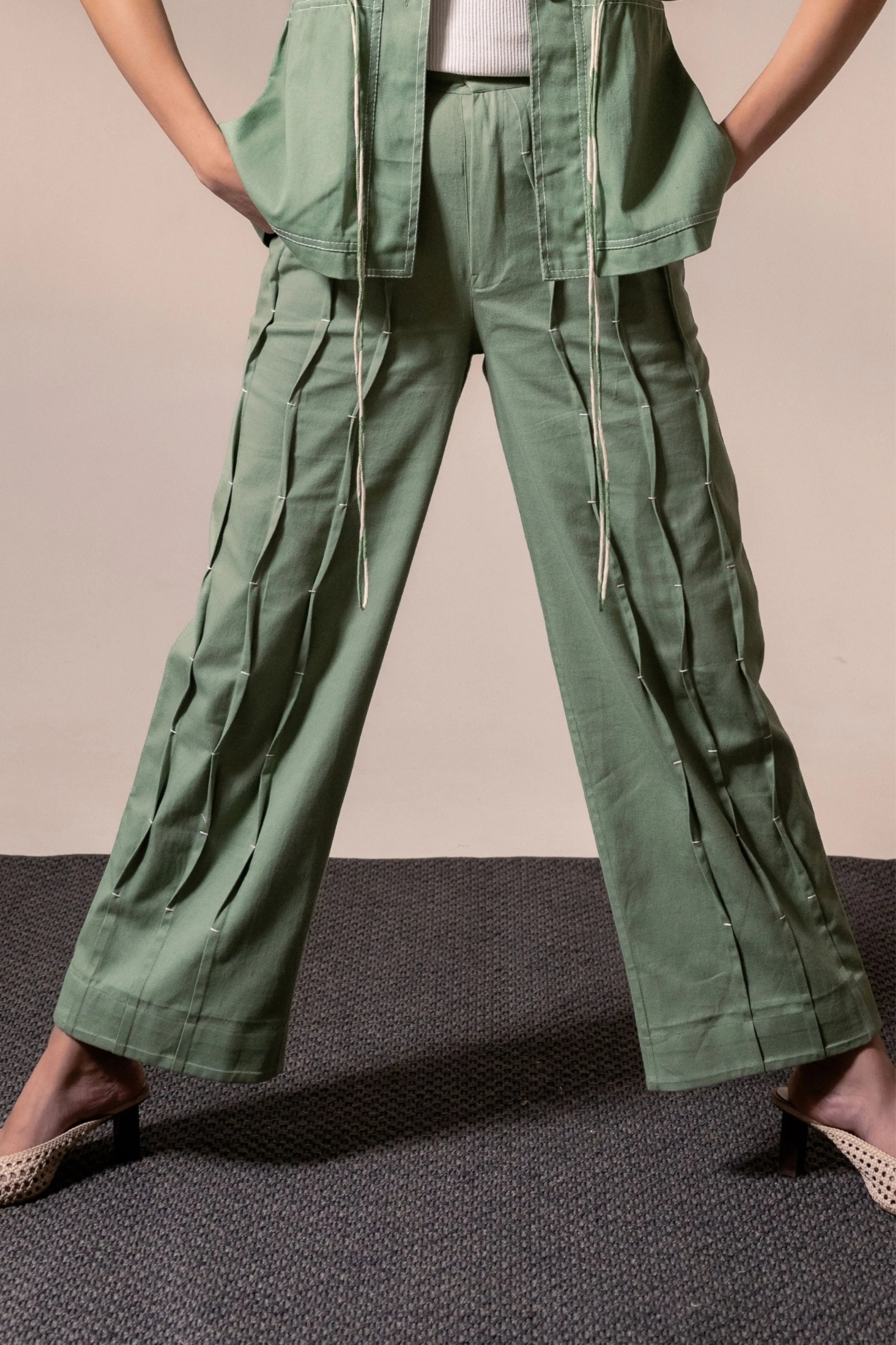 Fern Denim Pleated Pant