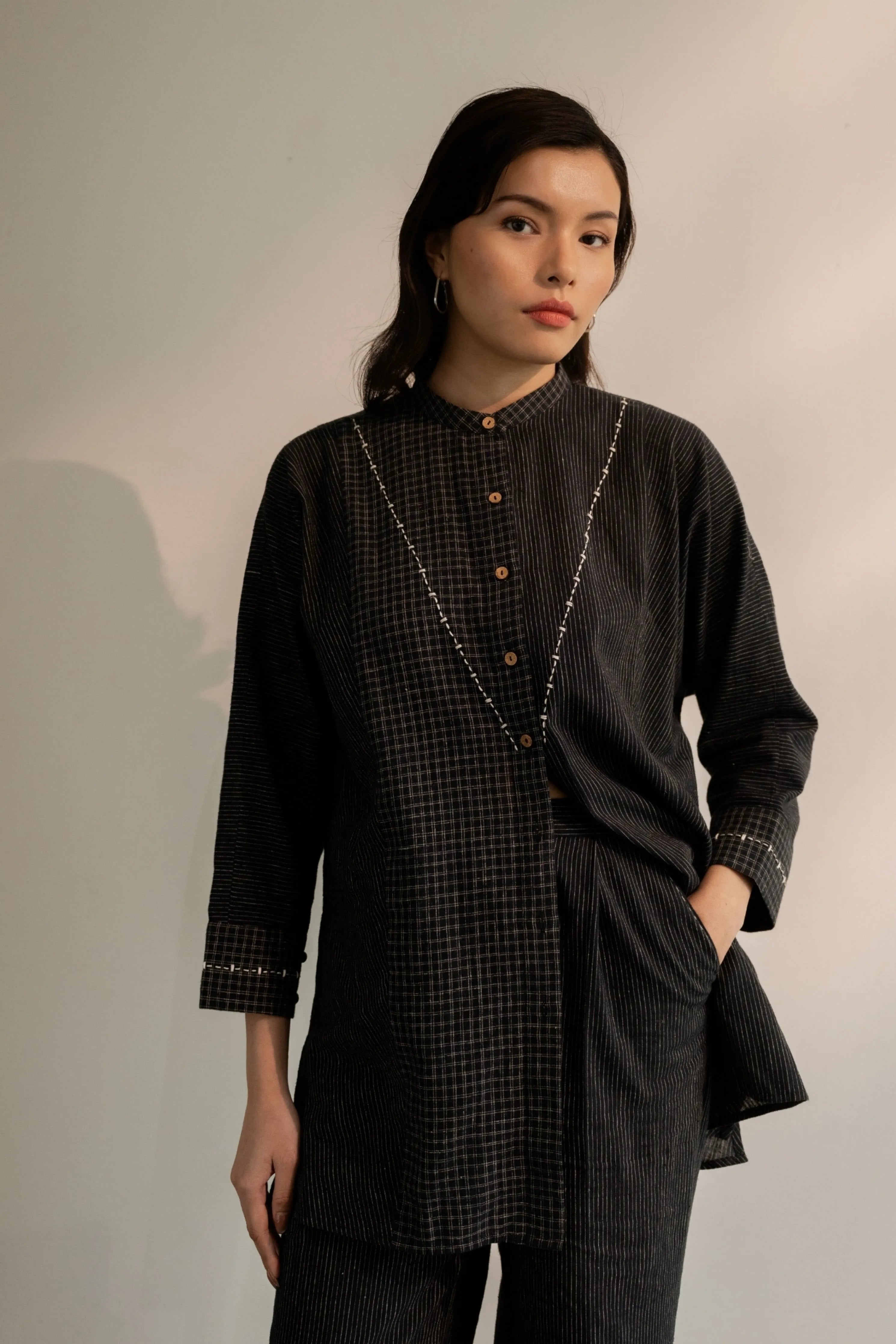 Celeste Black Shirt Kurta