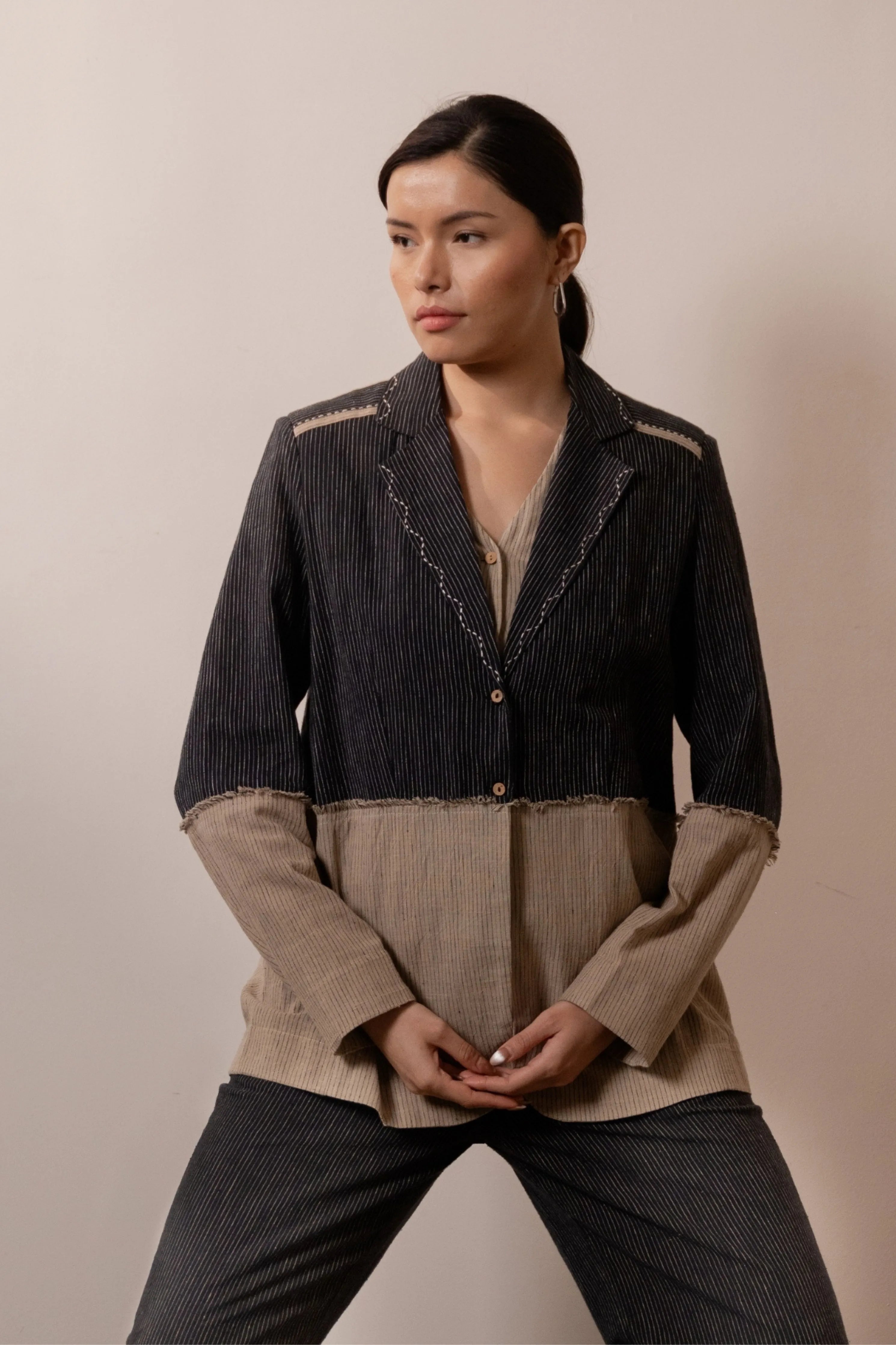 Celeste Black Stripes Blazer