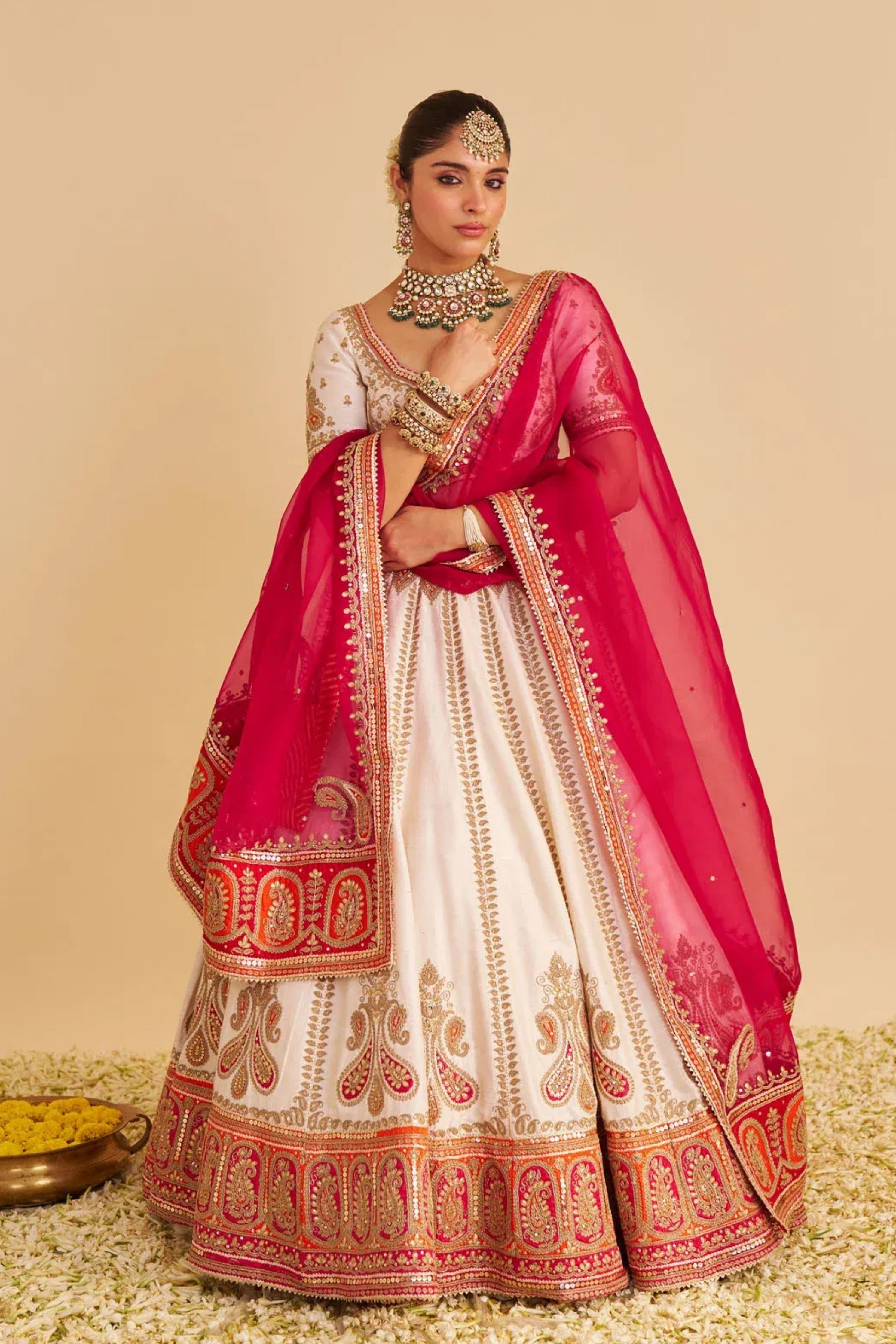 Amara  Daisy Ivory Lehenga   Set