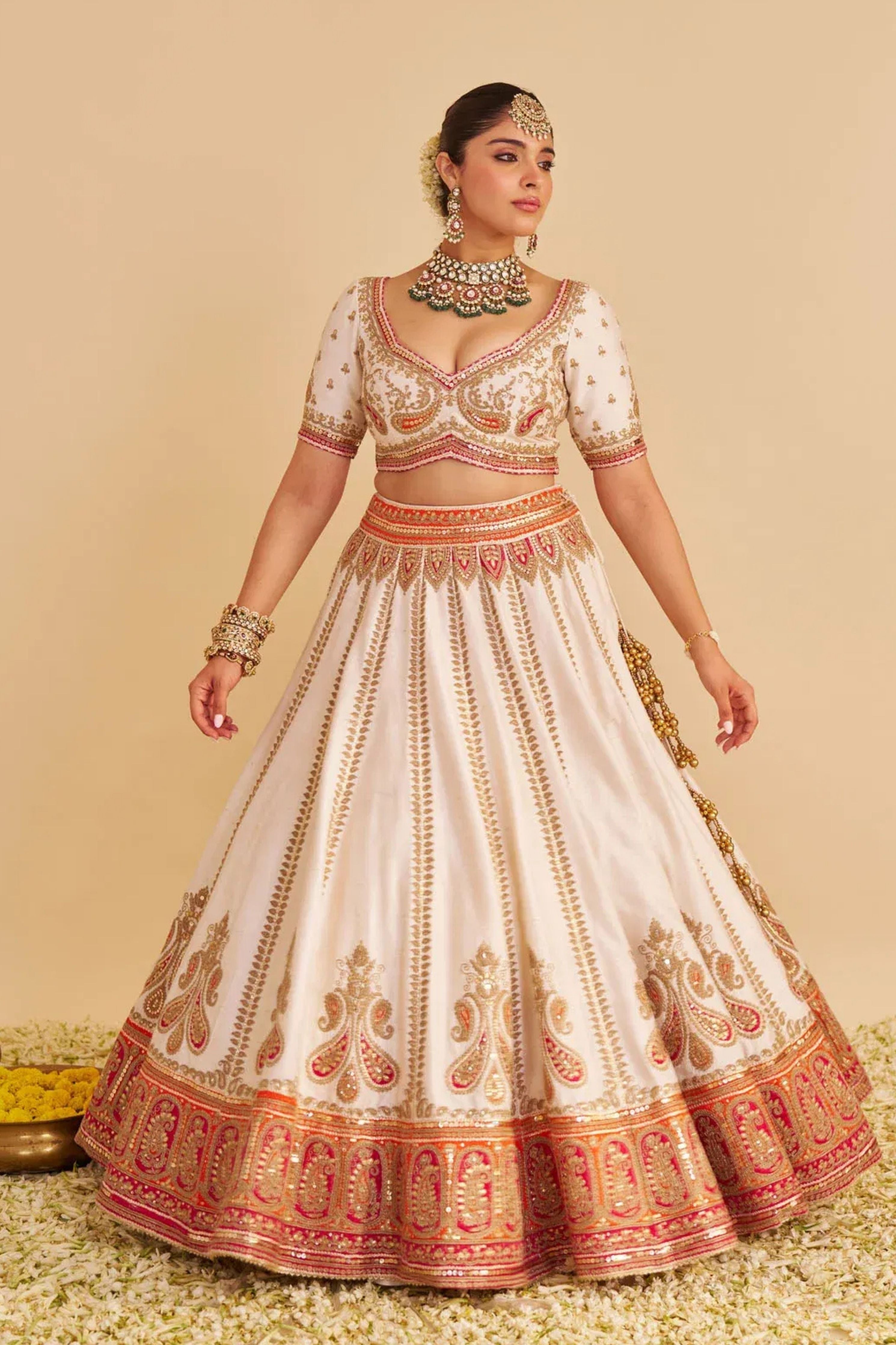 Amara  Daisy Ivory Lehenga   Set